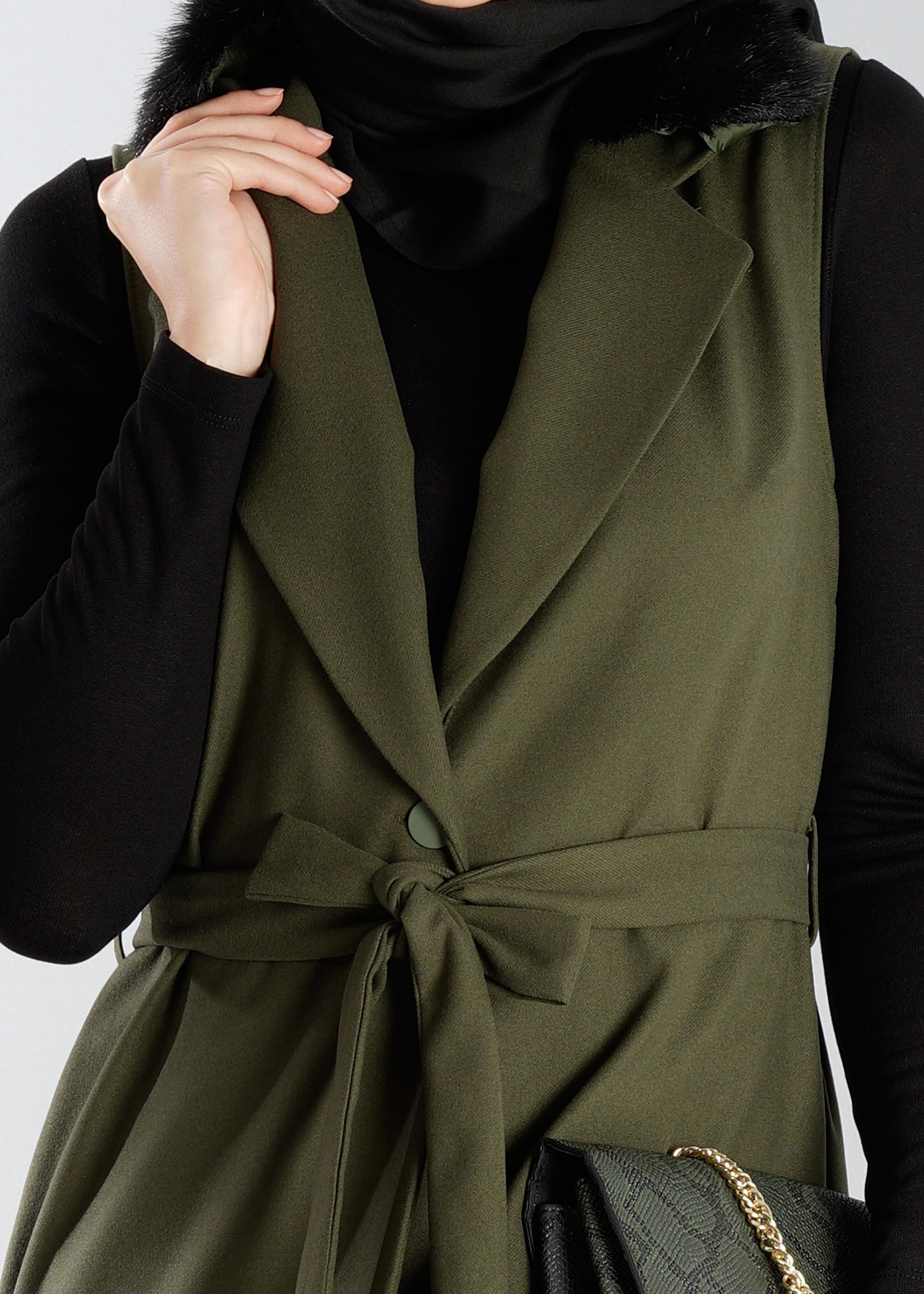 Tesettür giyim HAKİ 4868 YELEK