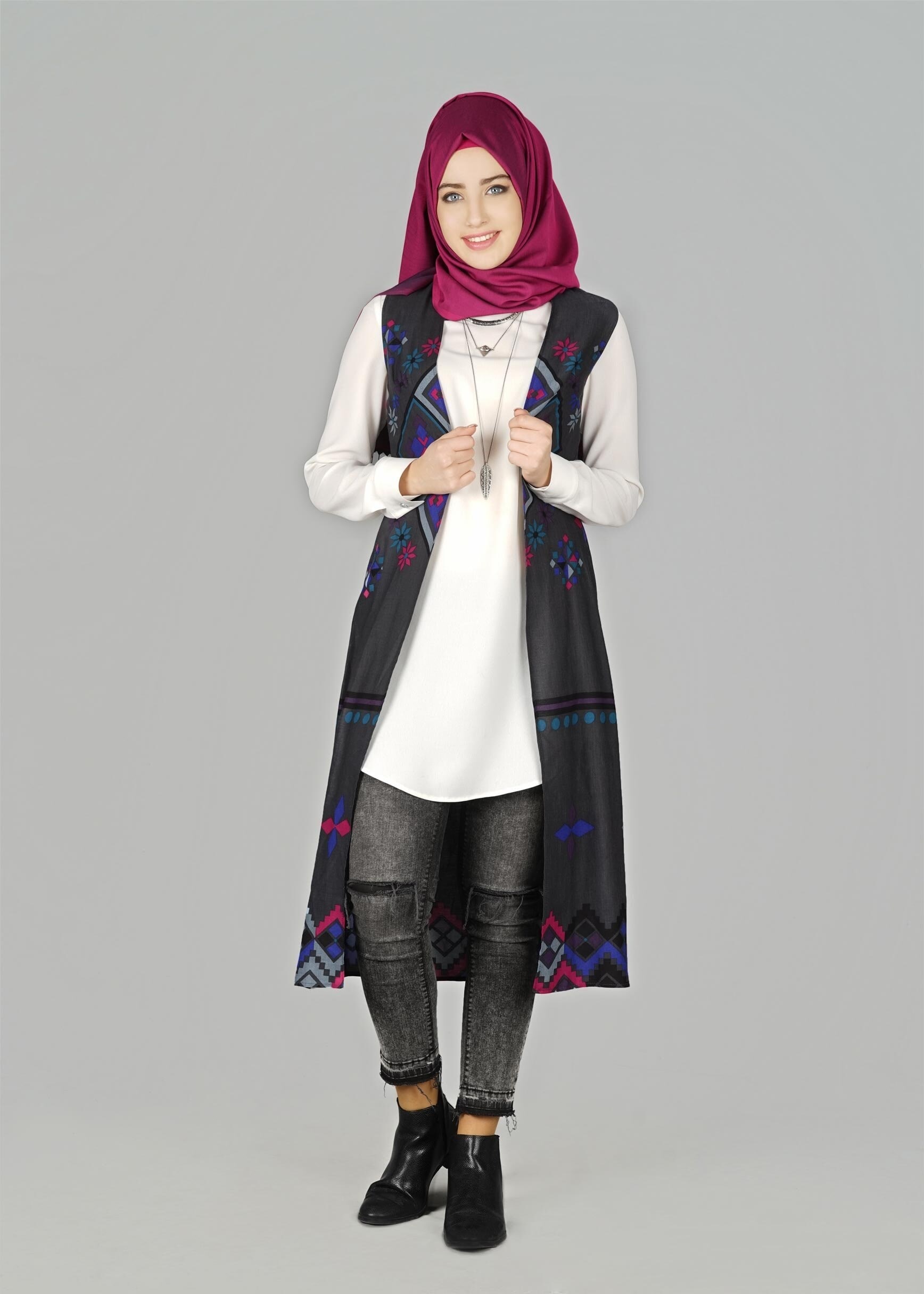 Tesettür giyim GRİ 4901 YELEK