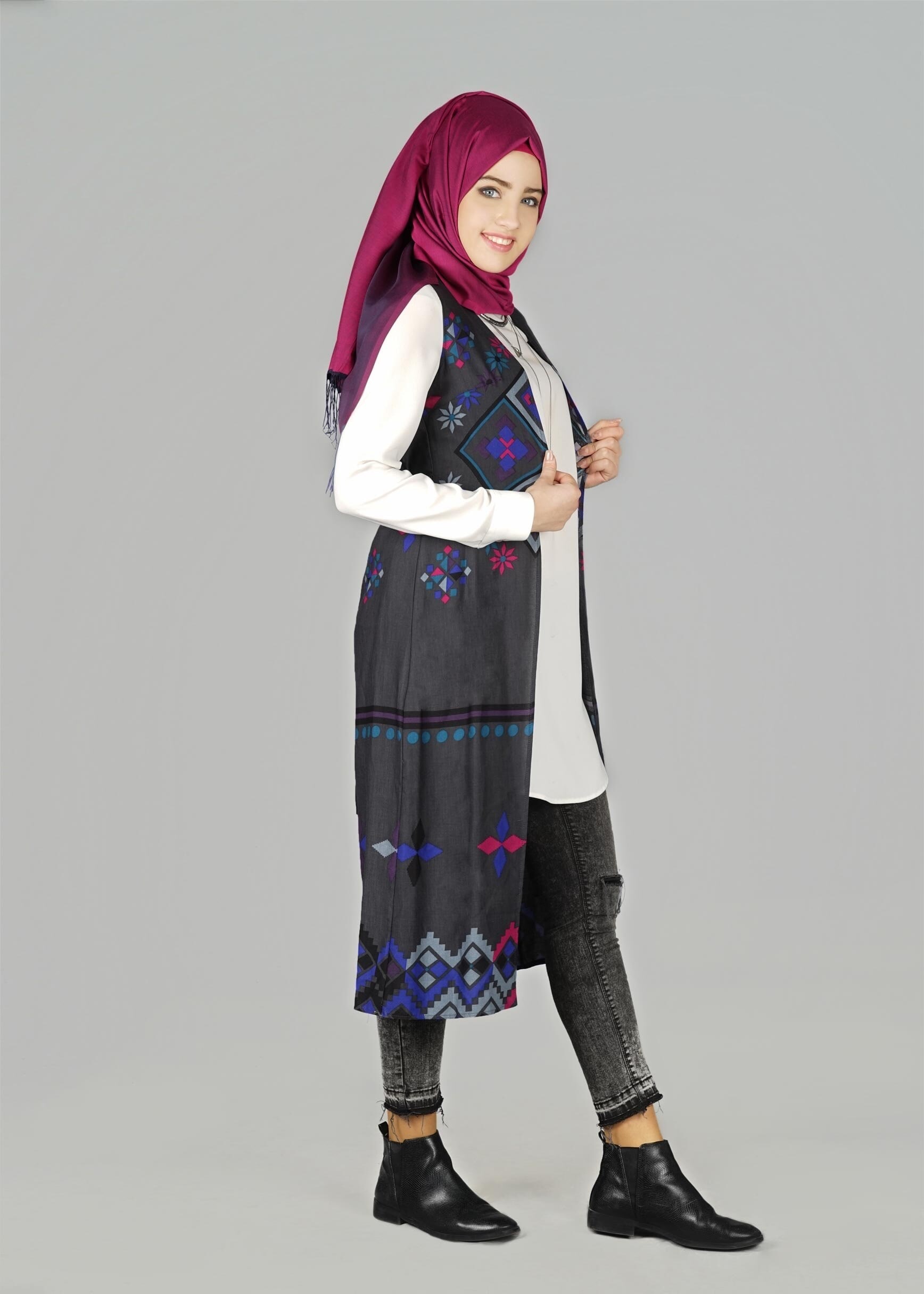 Tesettür giyim GRİ 4901 YELEK