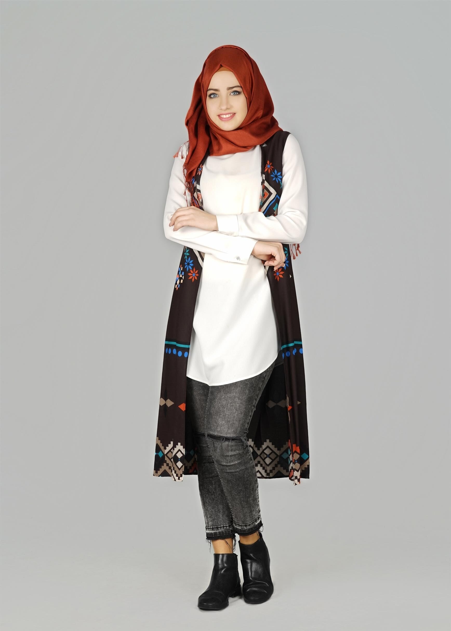 Tesettür giyim KAHVE 4901 YELEK