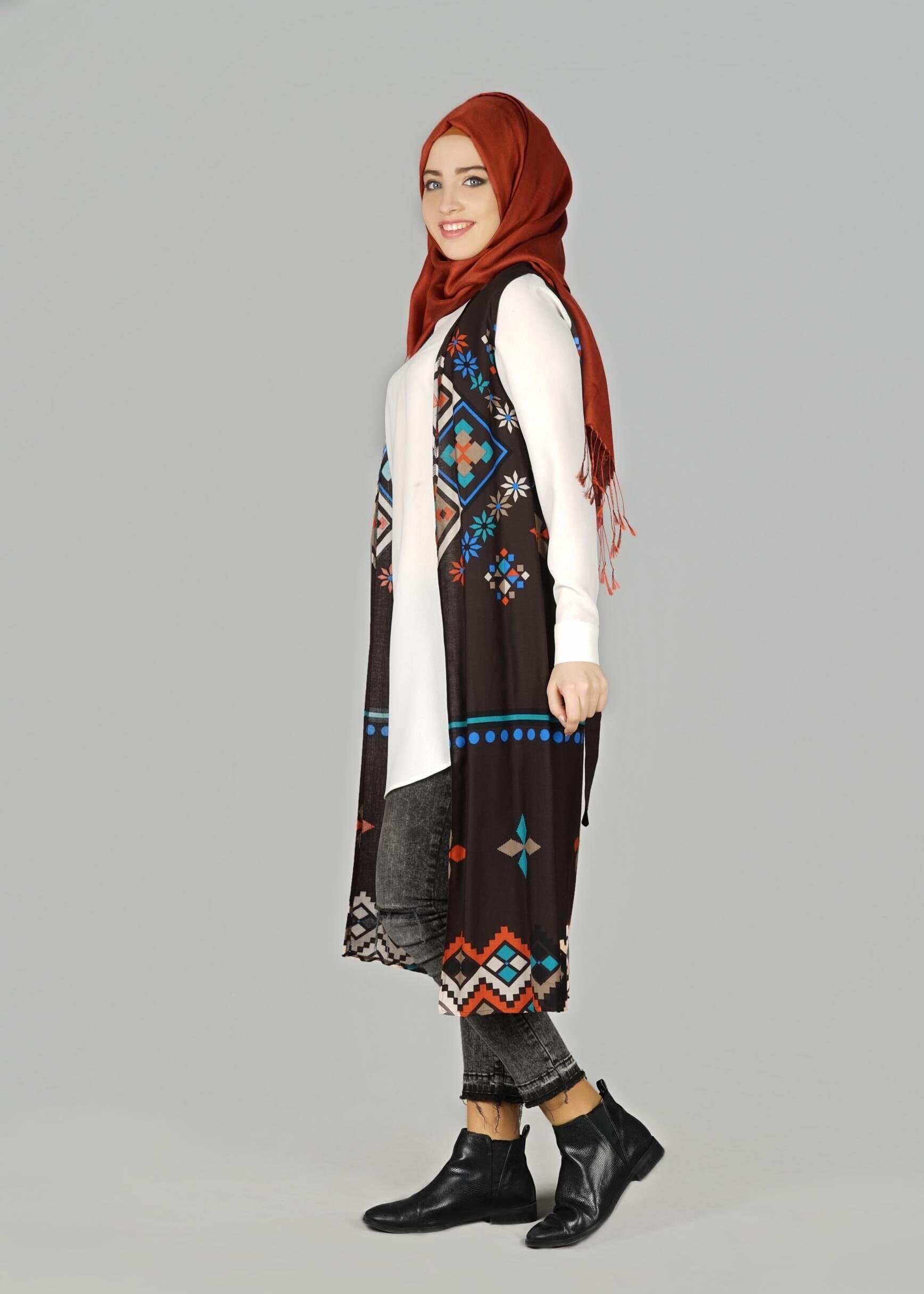 Tesettür giyim KAHVE 4901 YELEK