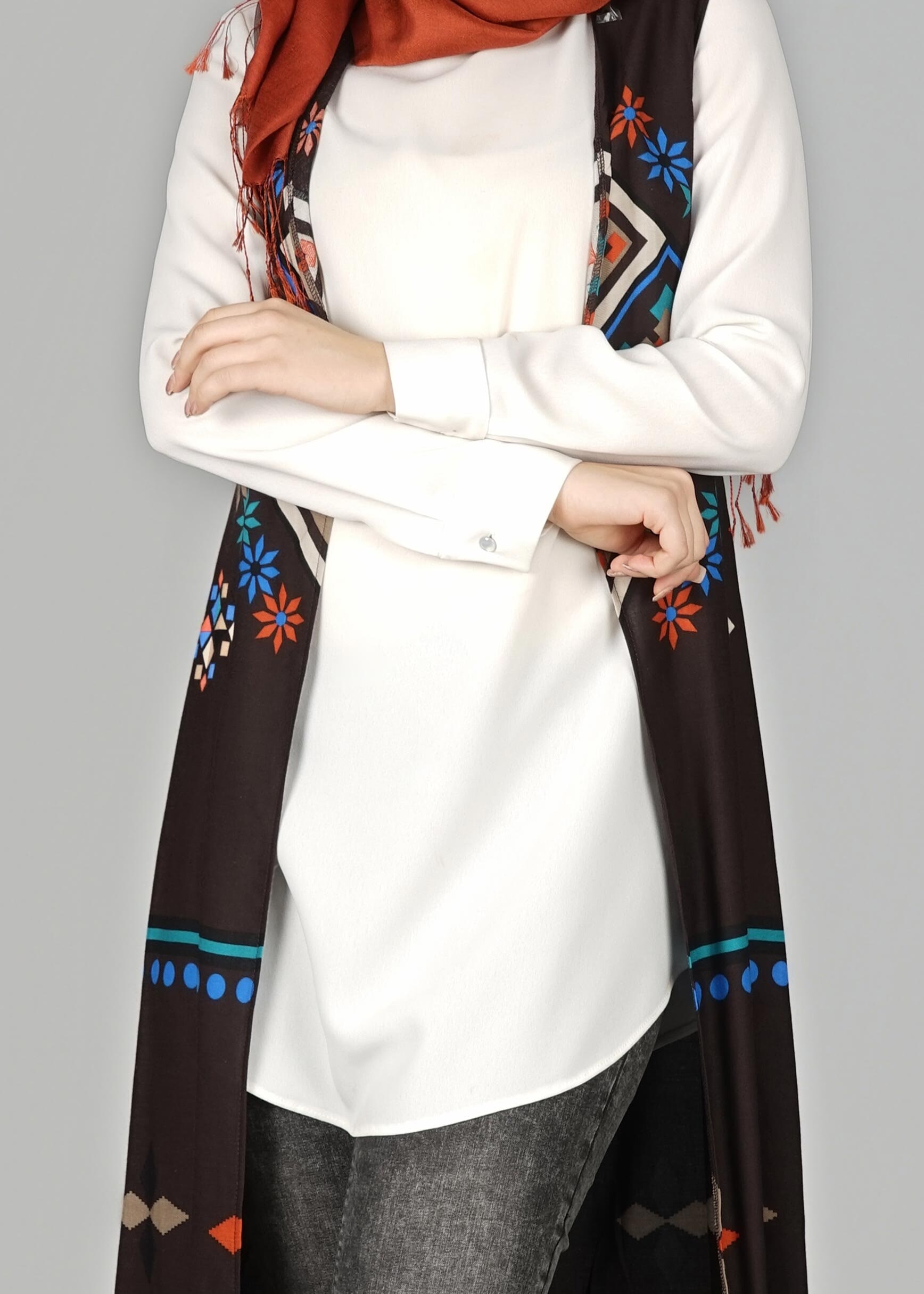 Tesettür giyim KAHVE 4901 YELEK