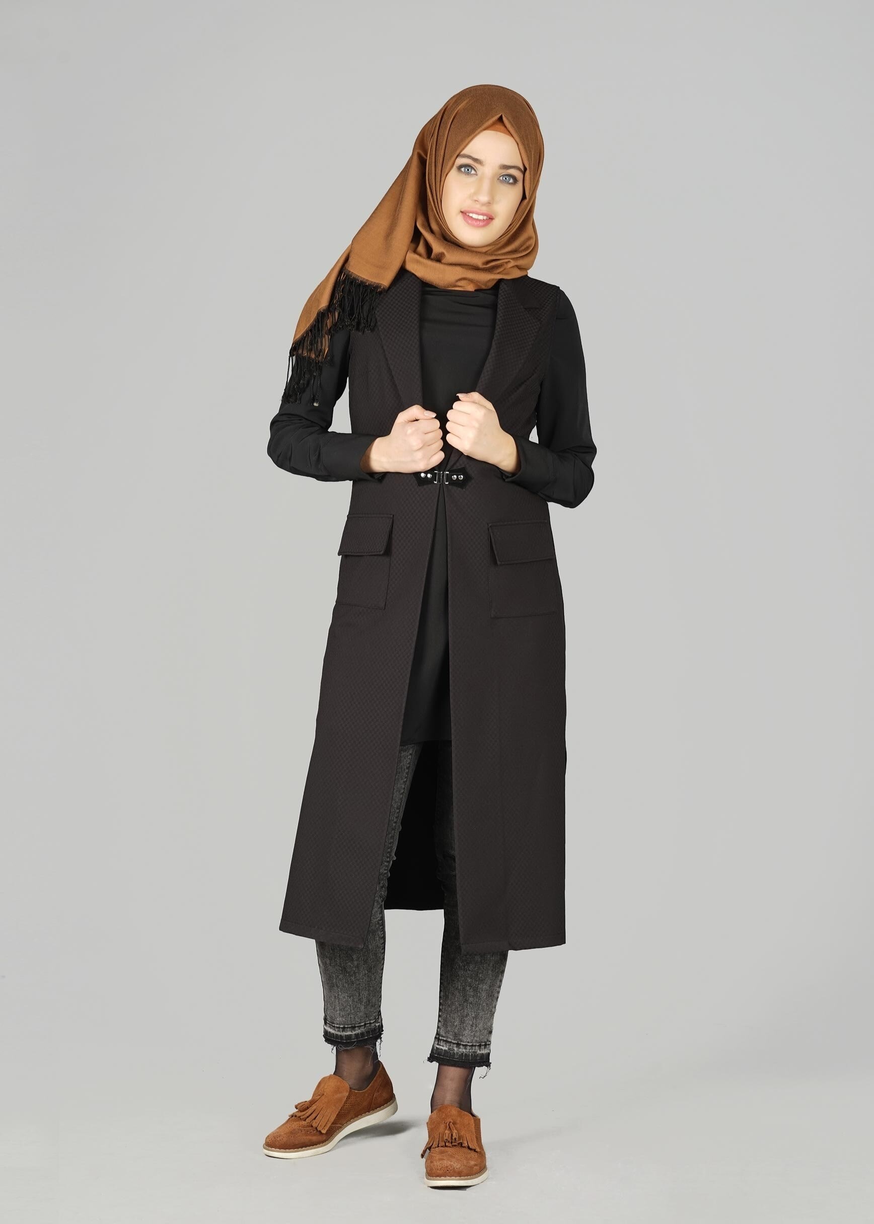 Tesettür giyim SİYAH 4956 YELEK