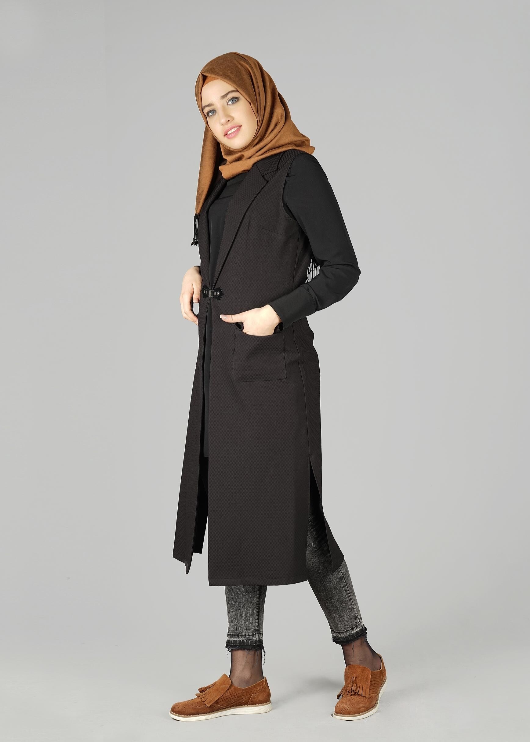 Tesettür giyim SİYAH 4956 YELEK