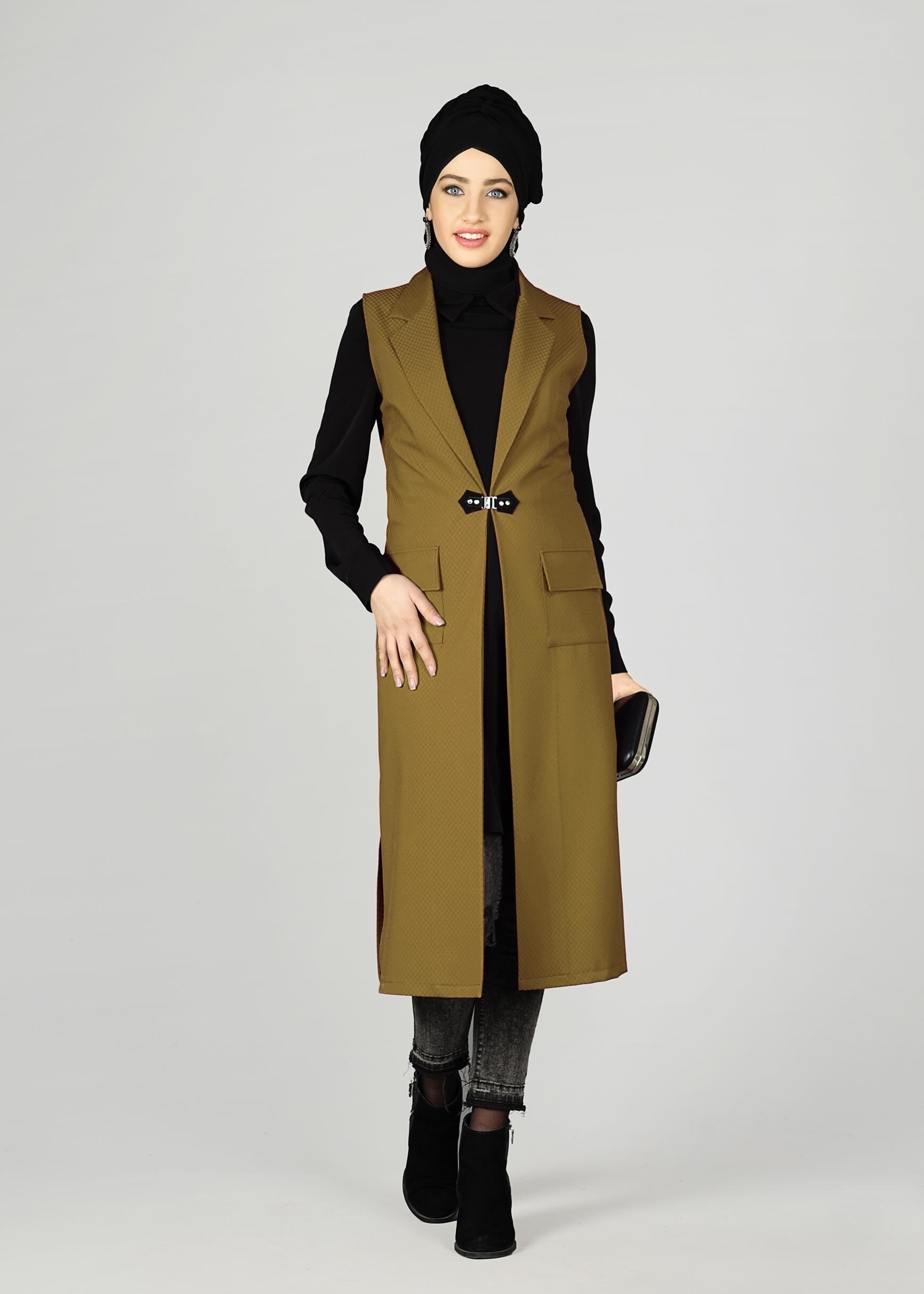 Tesettür giyim SARI 4956 YELEK