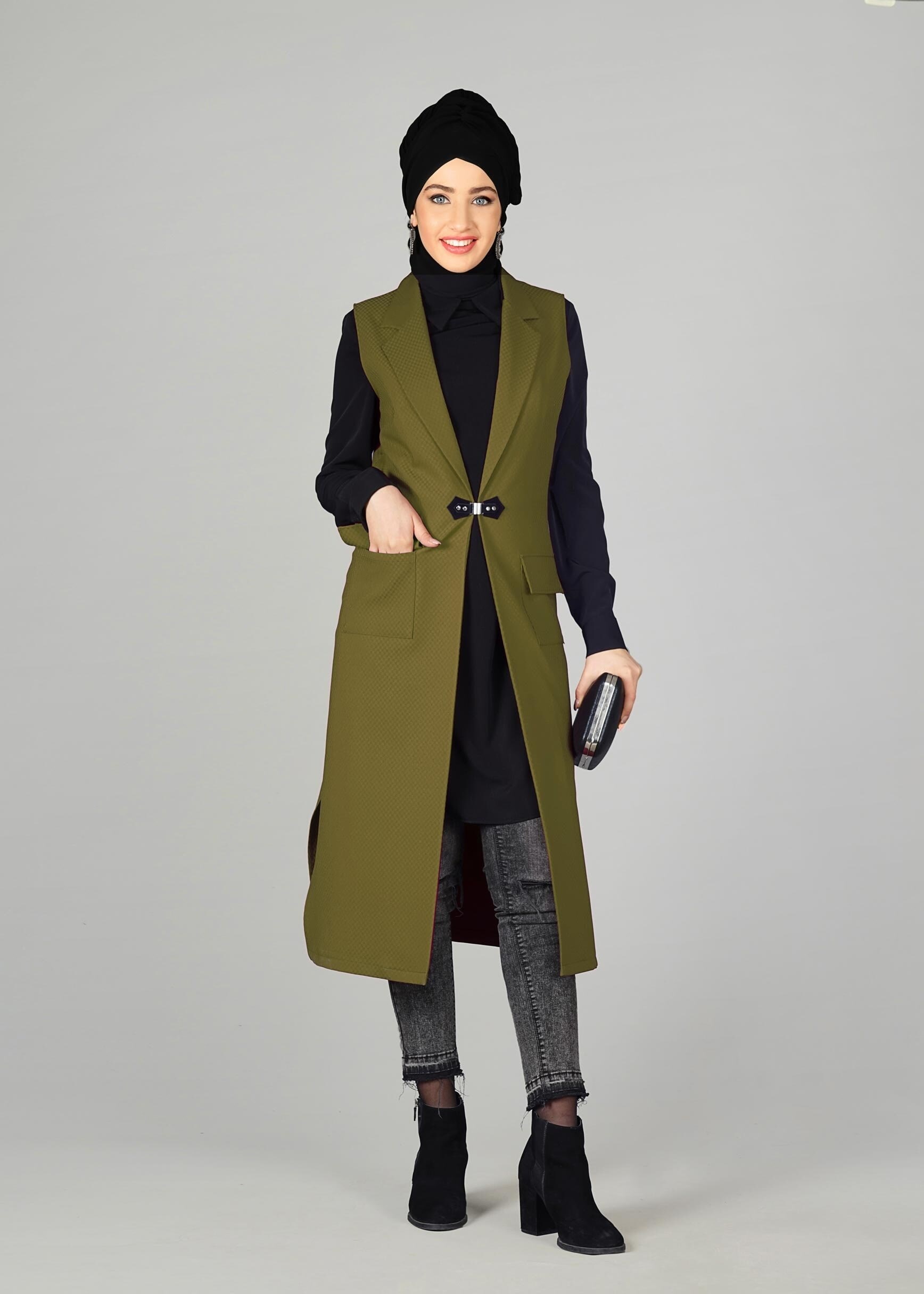 Tesettür giyim YEŞİL 4956 YELEK