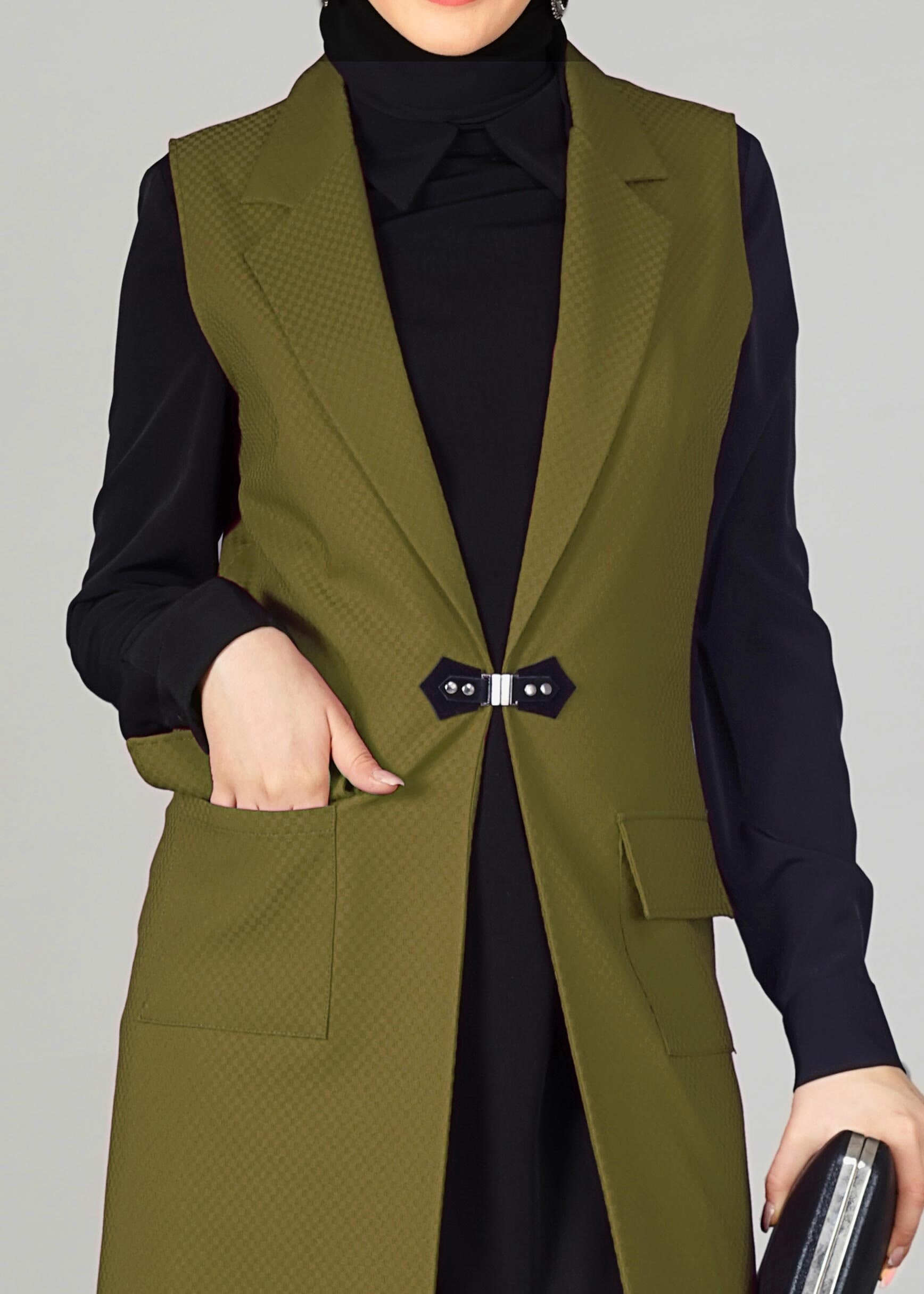 Tesettür giyim YEŞİL 4956 YELEK