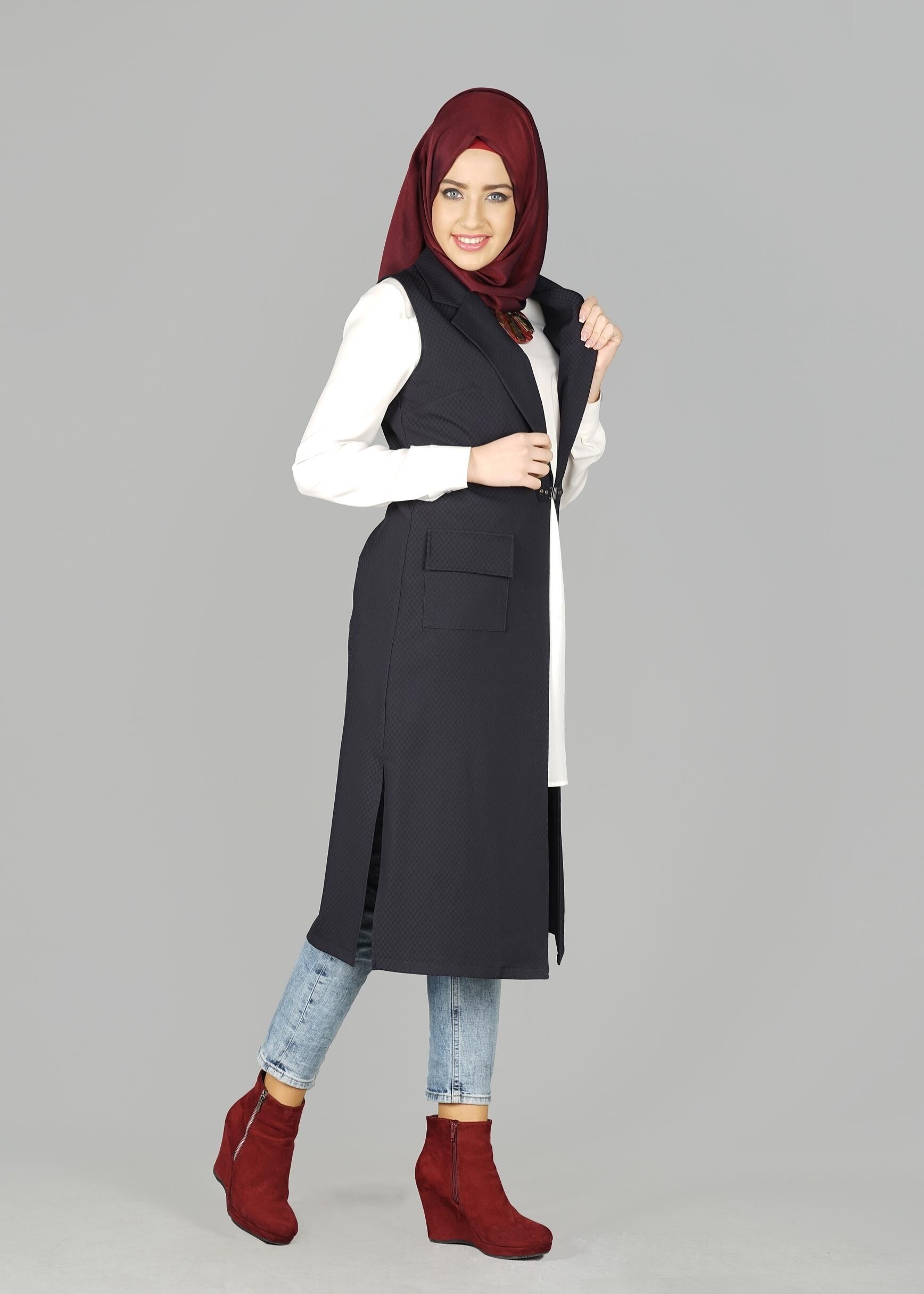 Tesettür giyim LACİVERT 4956 YELEK