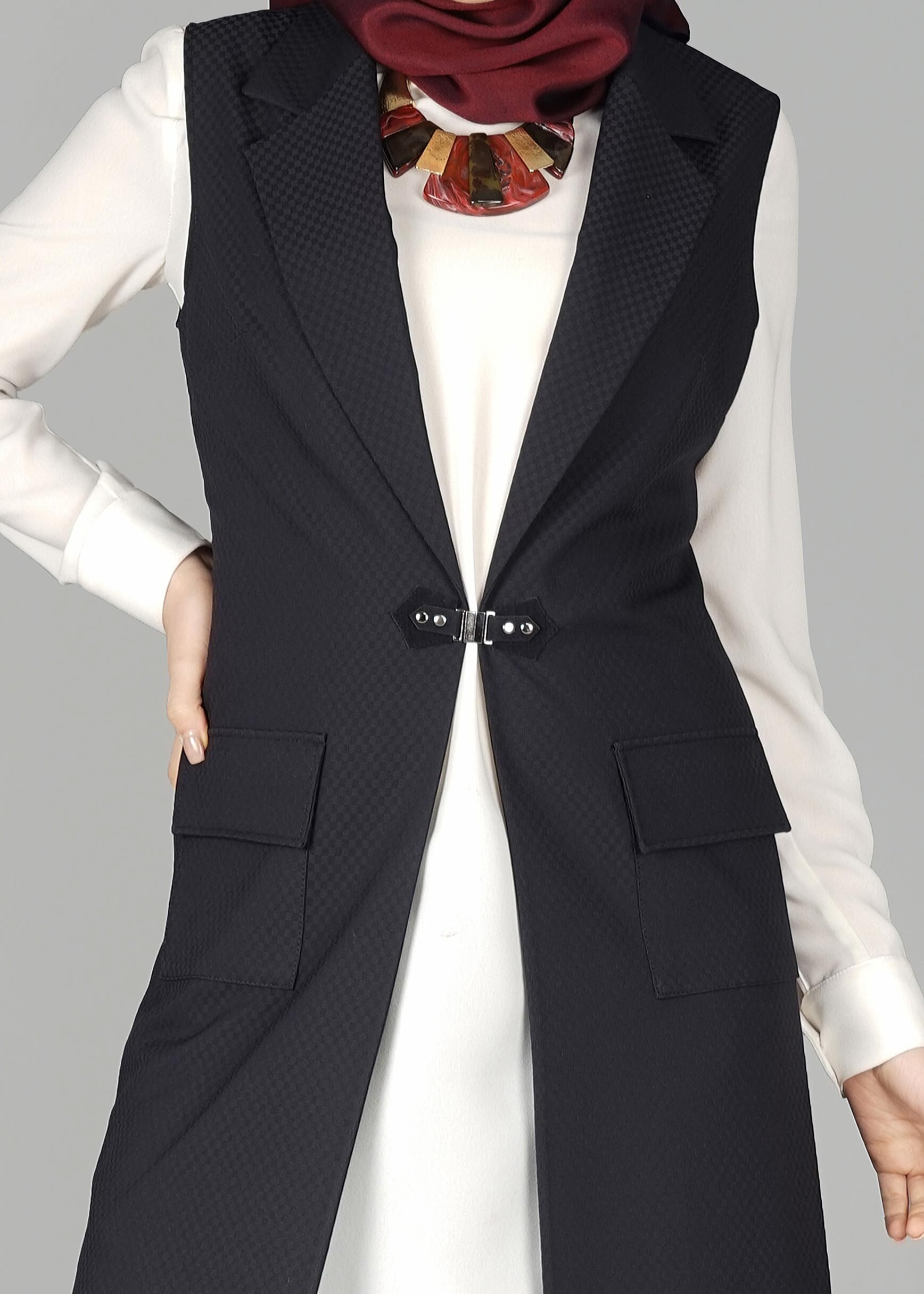 Tesettür giyim LACİVERT 4956 YELEK