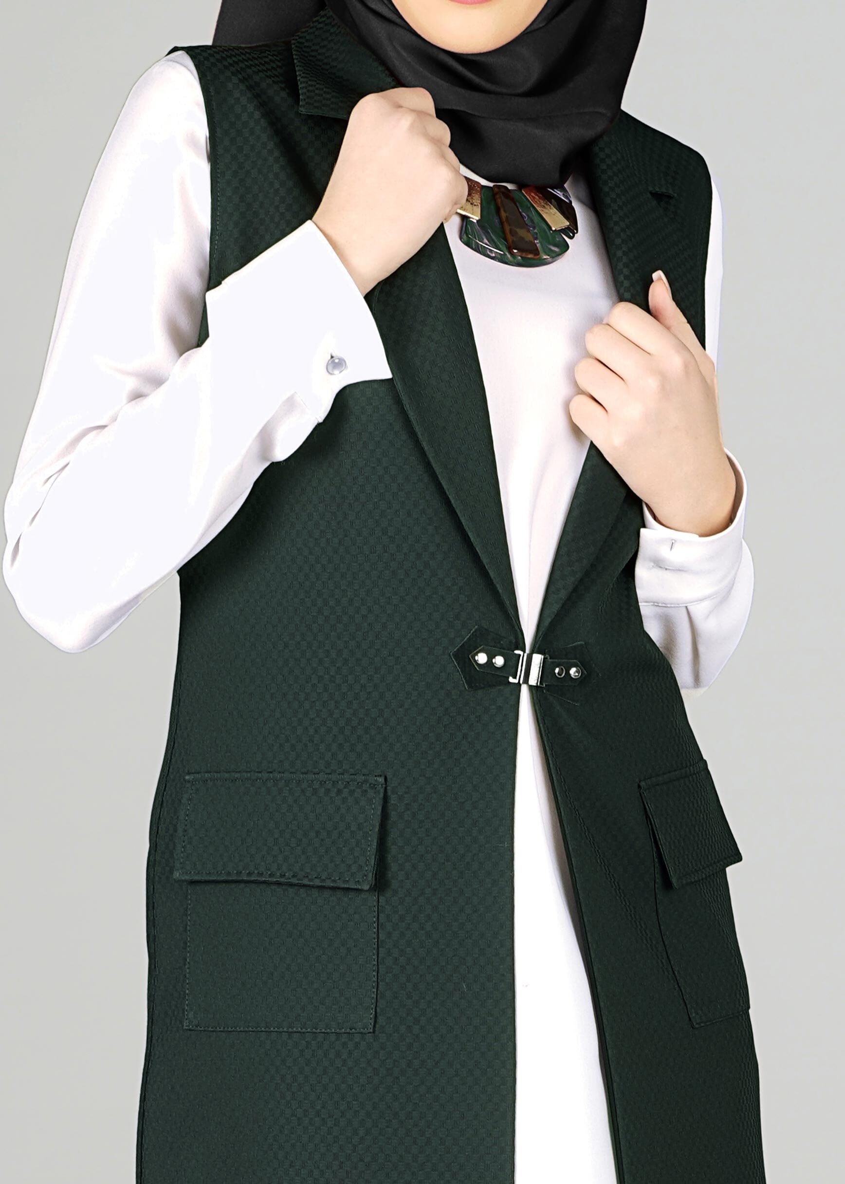 Tesettür giyim YEŞİL 4956 YELEK