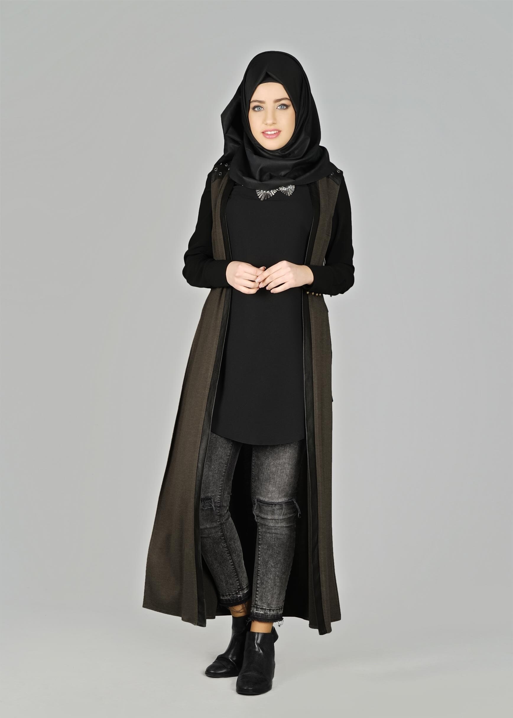 Tesettür giyim HAKİ 4958 YELEK