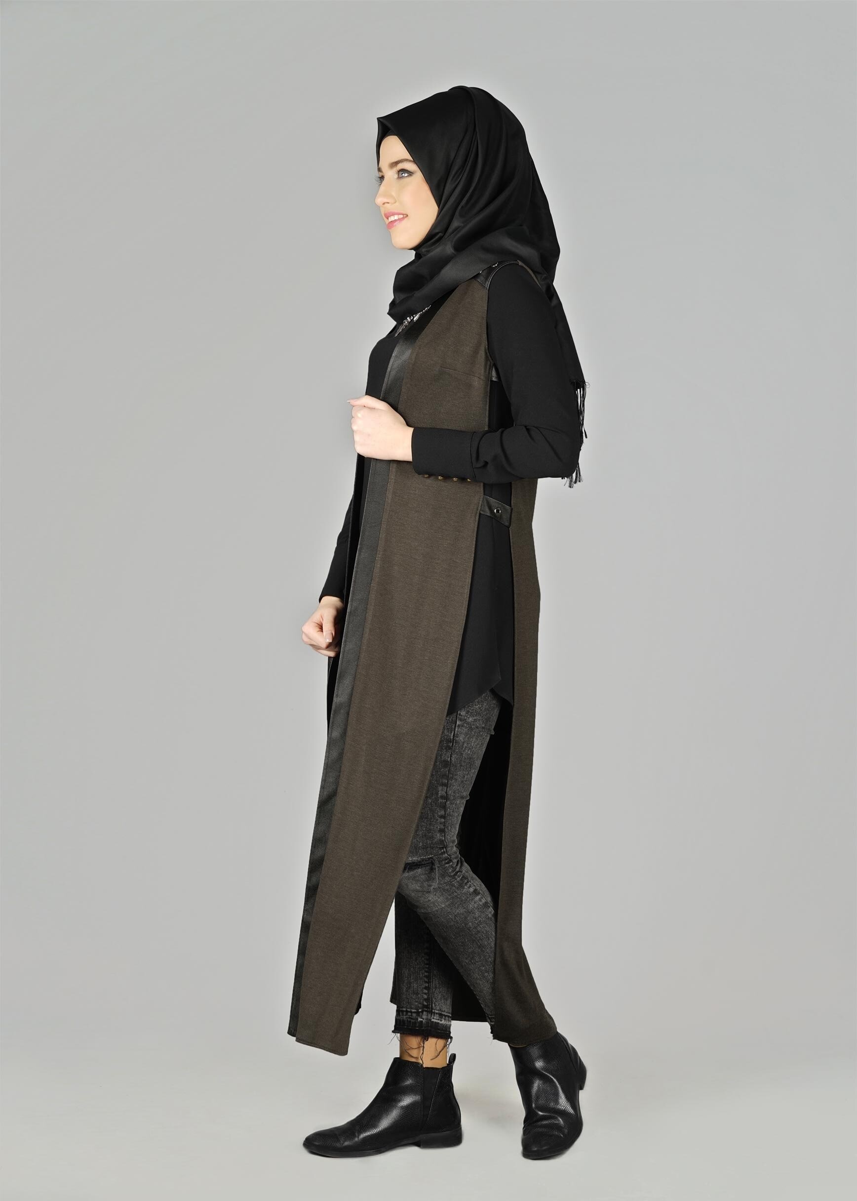 Tesettür giyim HAKİ 4958 YELEK