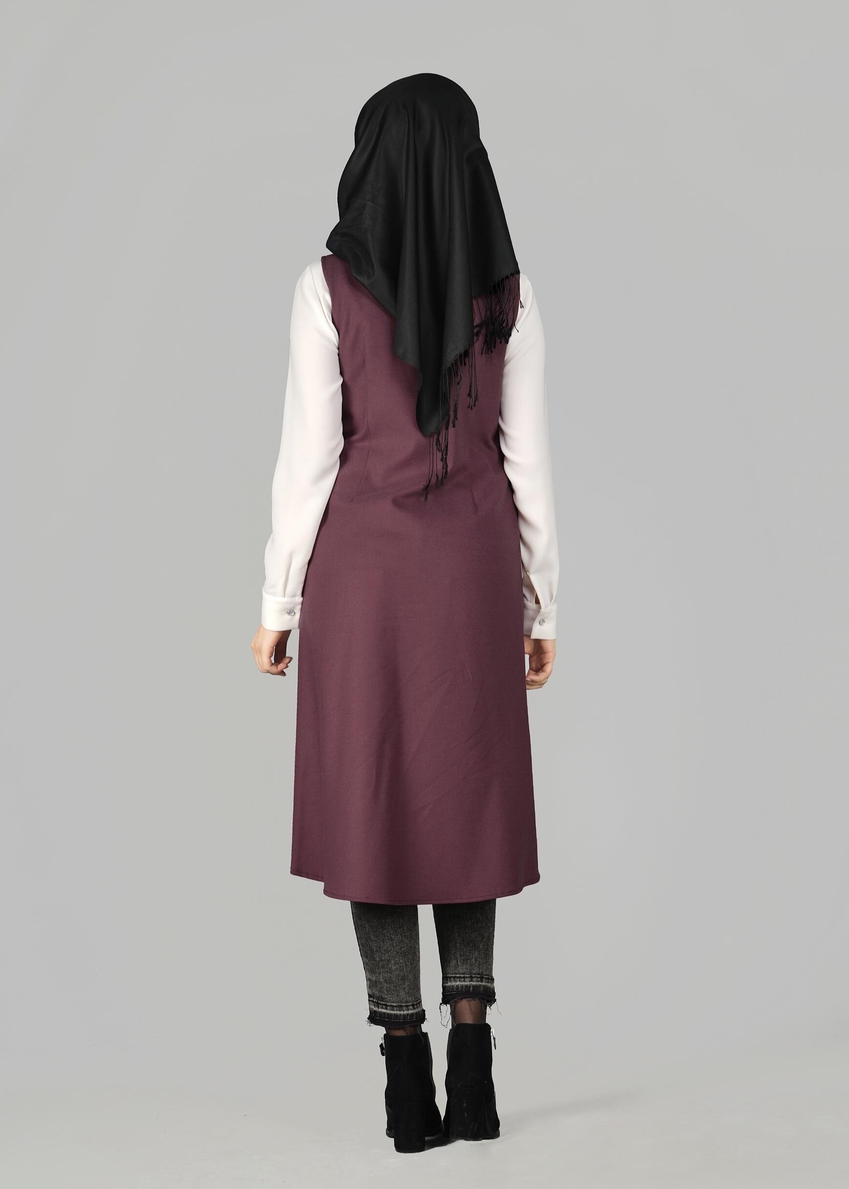 Tesettür giyim BORDO 4974 YELEK