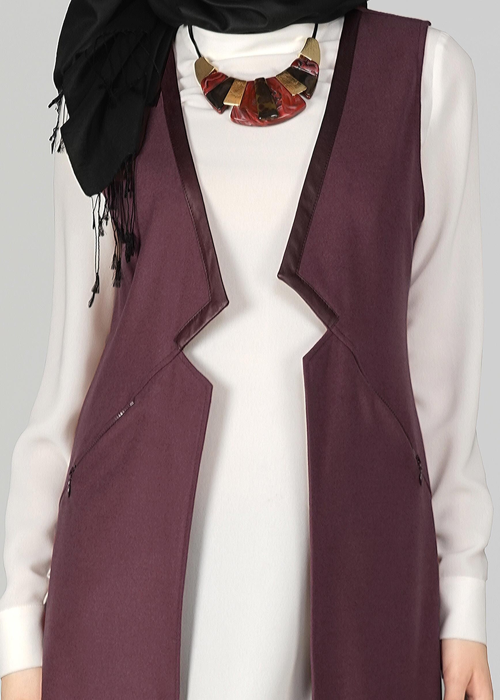 Tesettür giyim BORDO 4974 YELEK