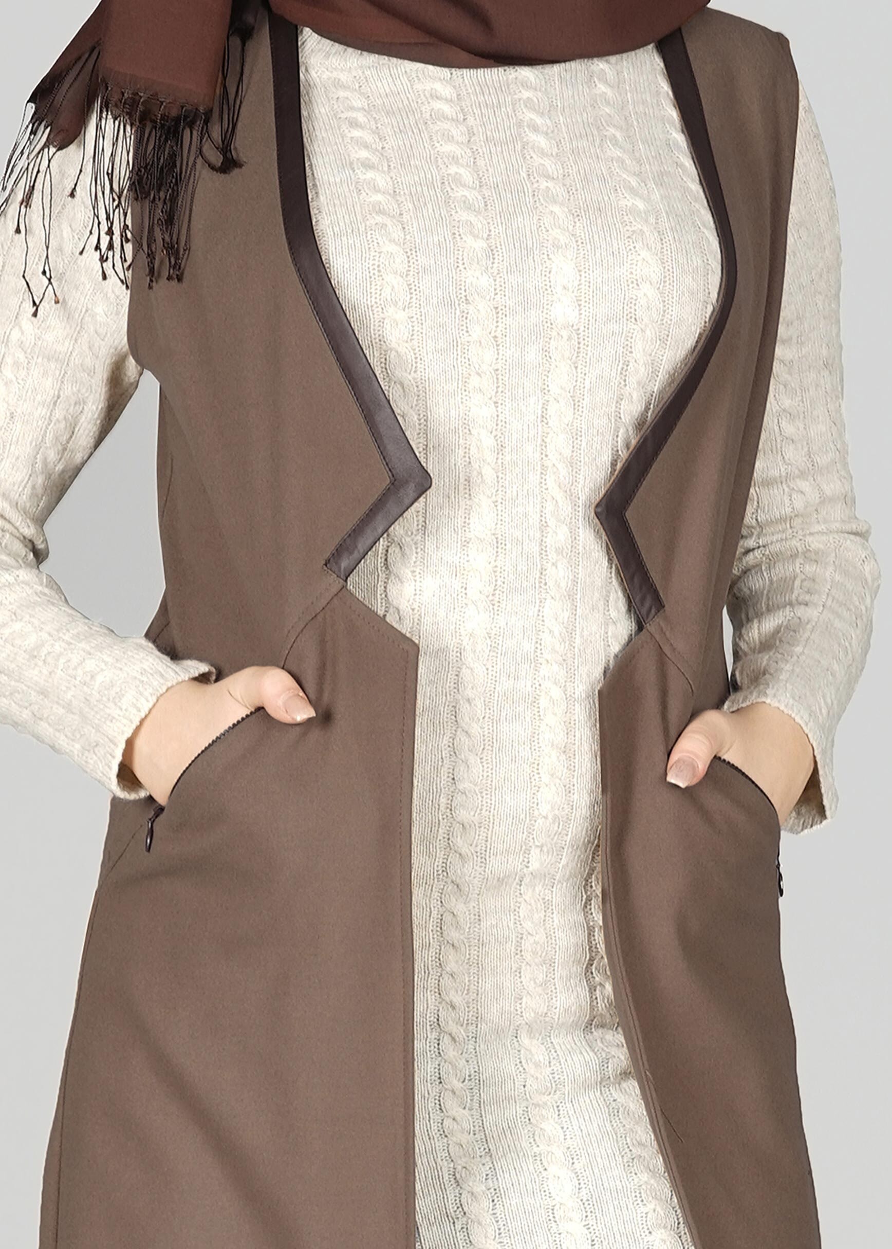 Tesettür giyim KAHVE 4974 YELEK