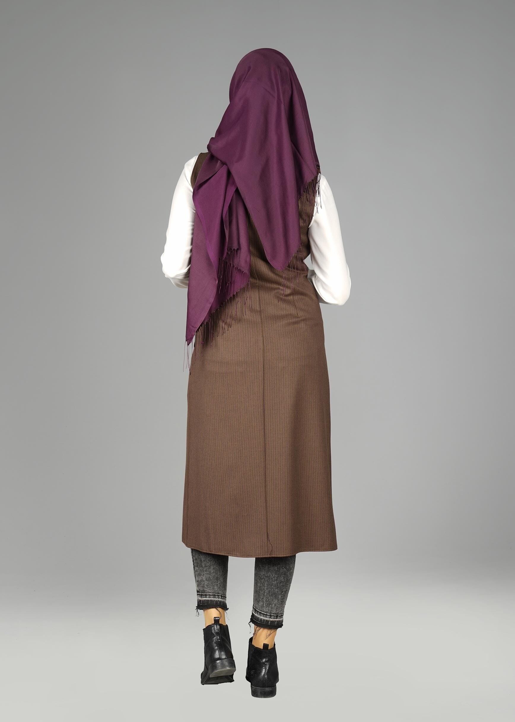 Tesettür giyim KAHVE 4989 YELEK