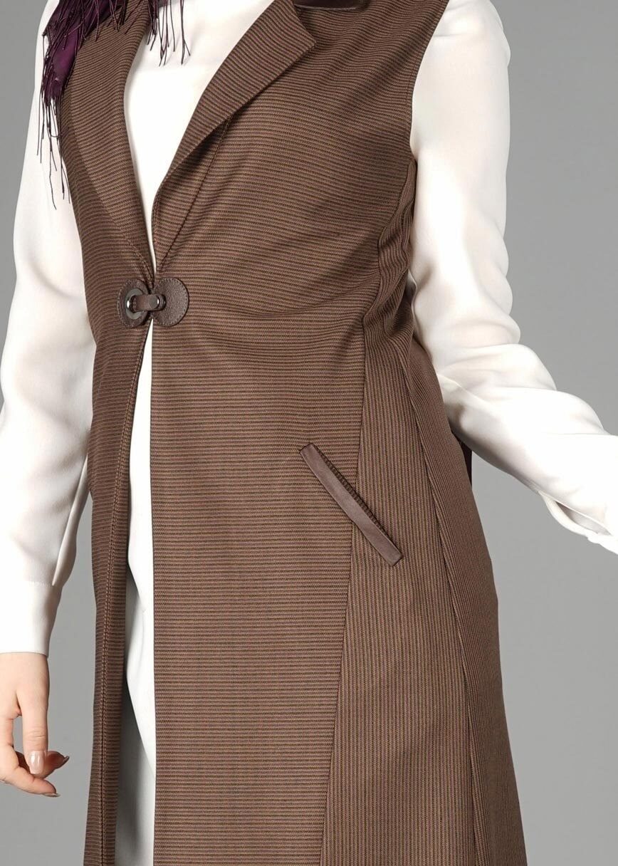 Tesettür giyim KAHVE 4989 YELEK