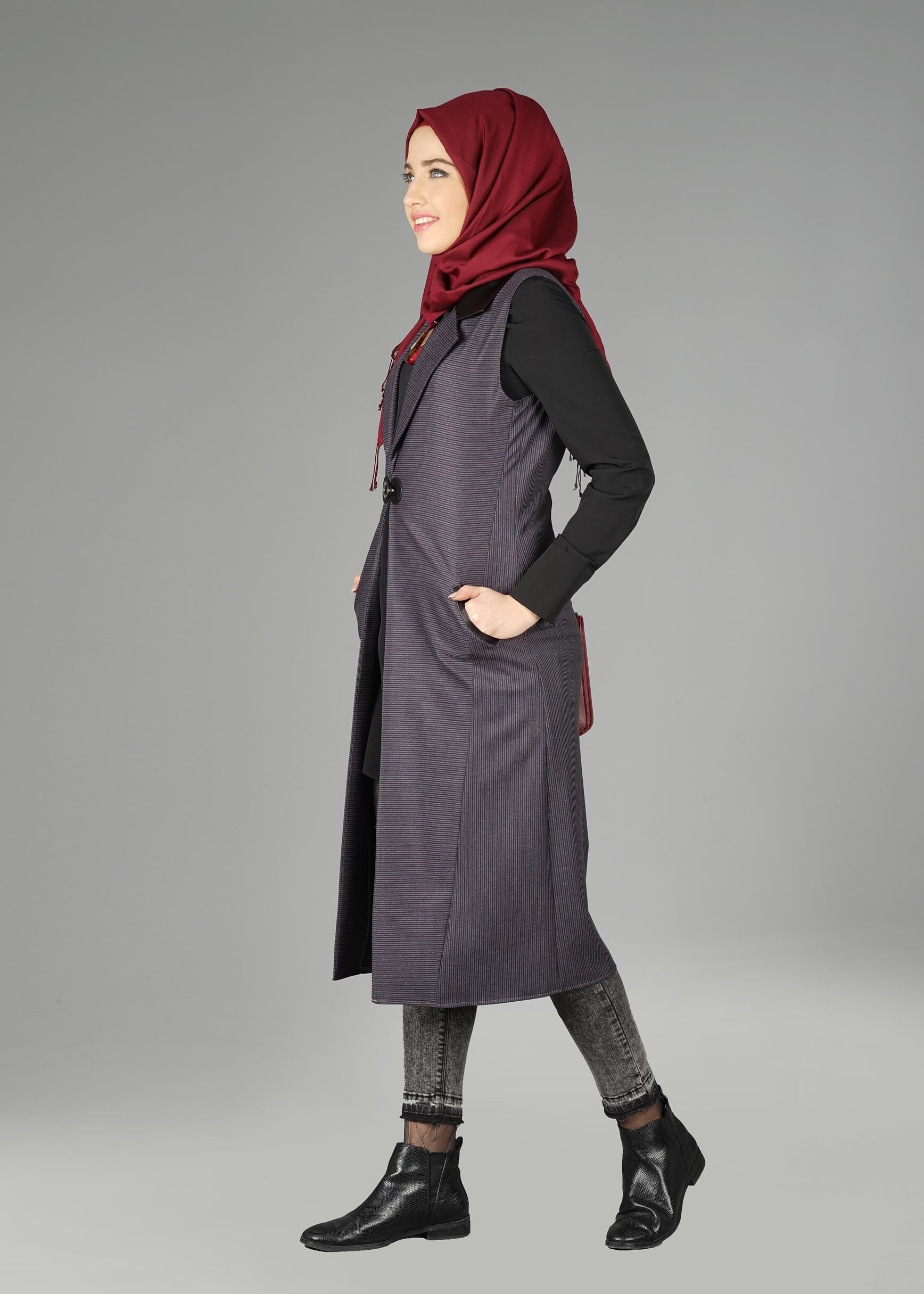 Tesettür giyim MAVİ 4989 YELEK