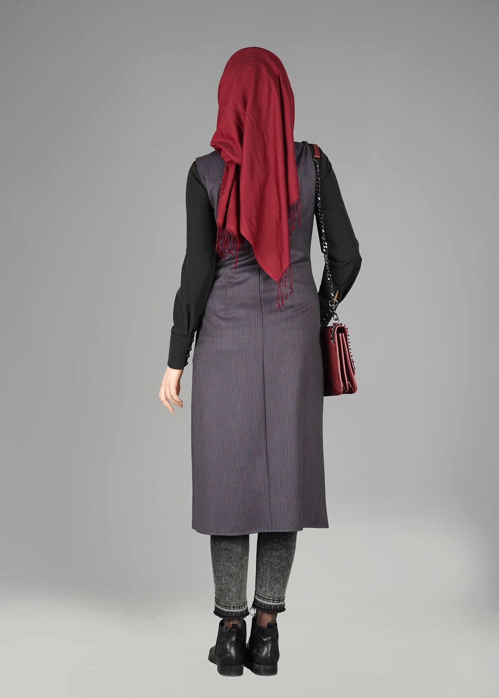 Tesettür giyim MAVİ 4989 YELEK