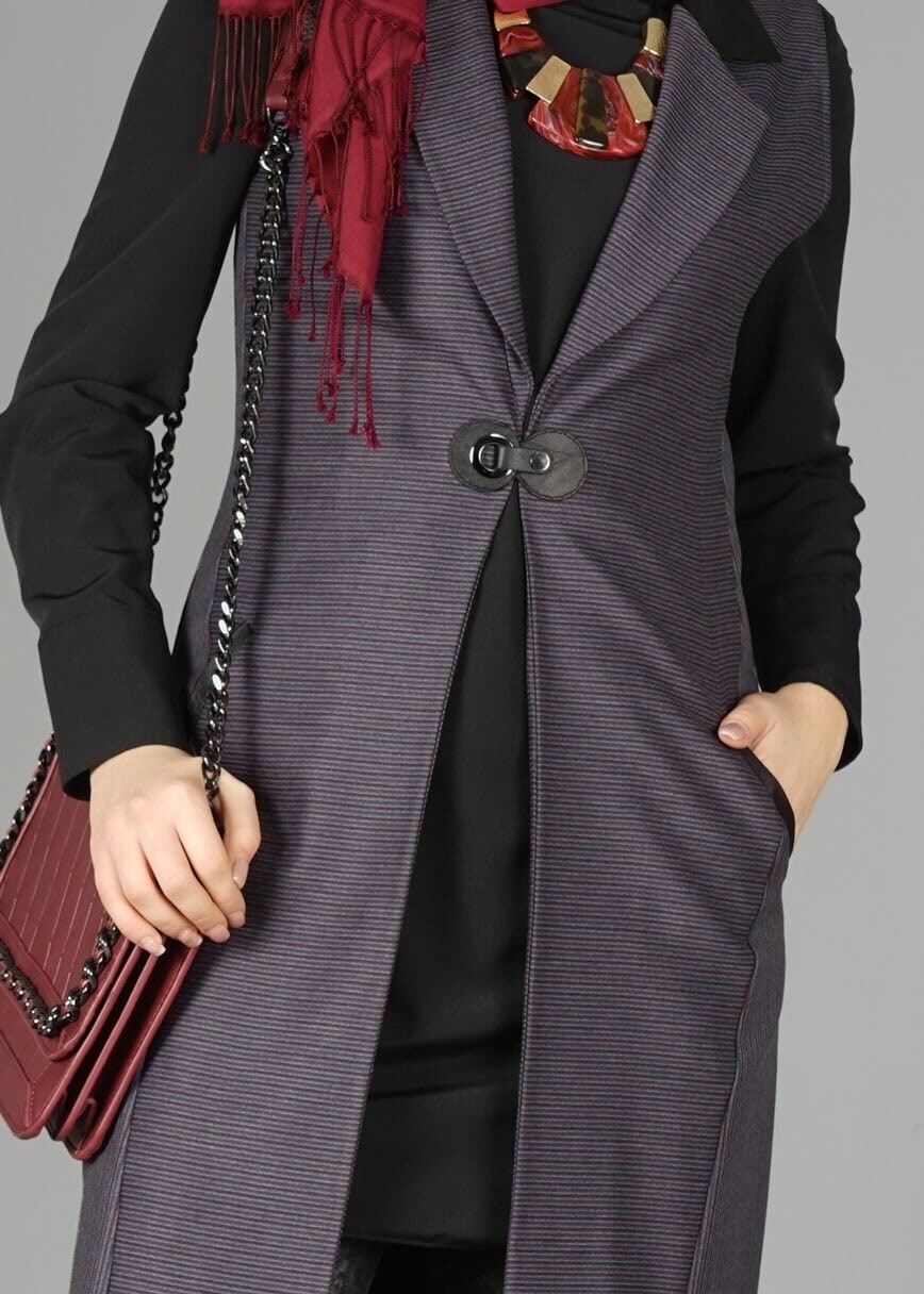 Tesettür giyim MAVİ 4989 YELEK