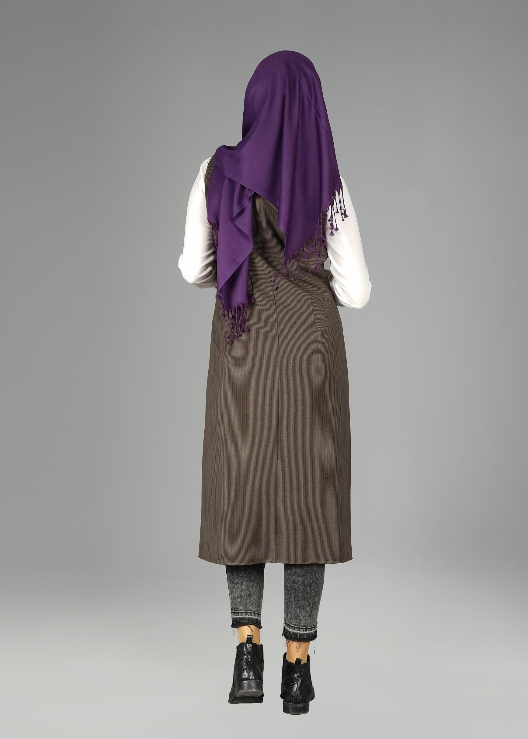 Tesettür giyim VİZON 4989 YELEK