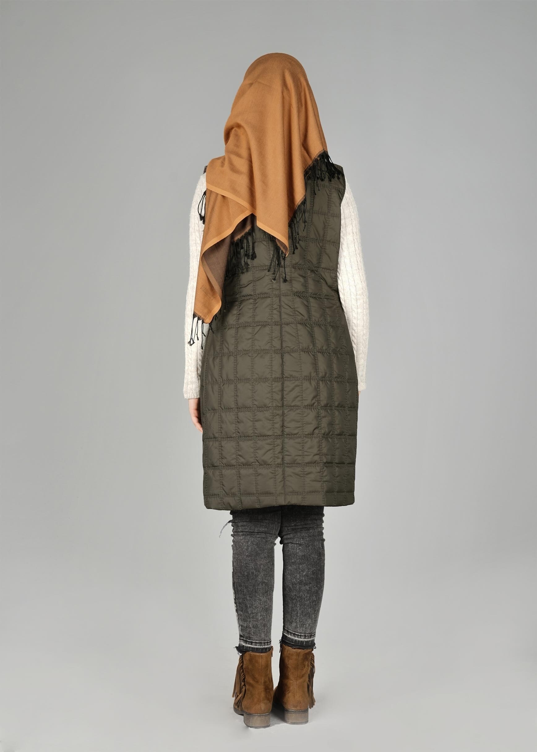 Tesettür giyim HAKİ 9428 YELEK