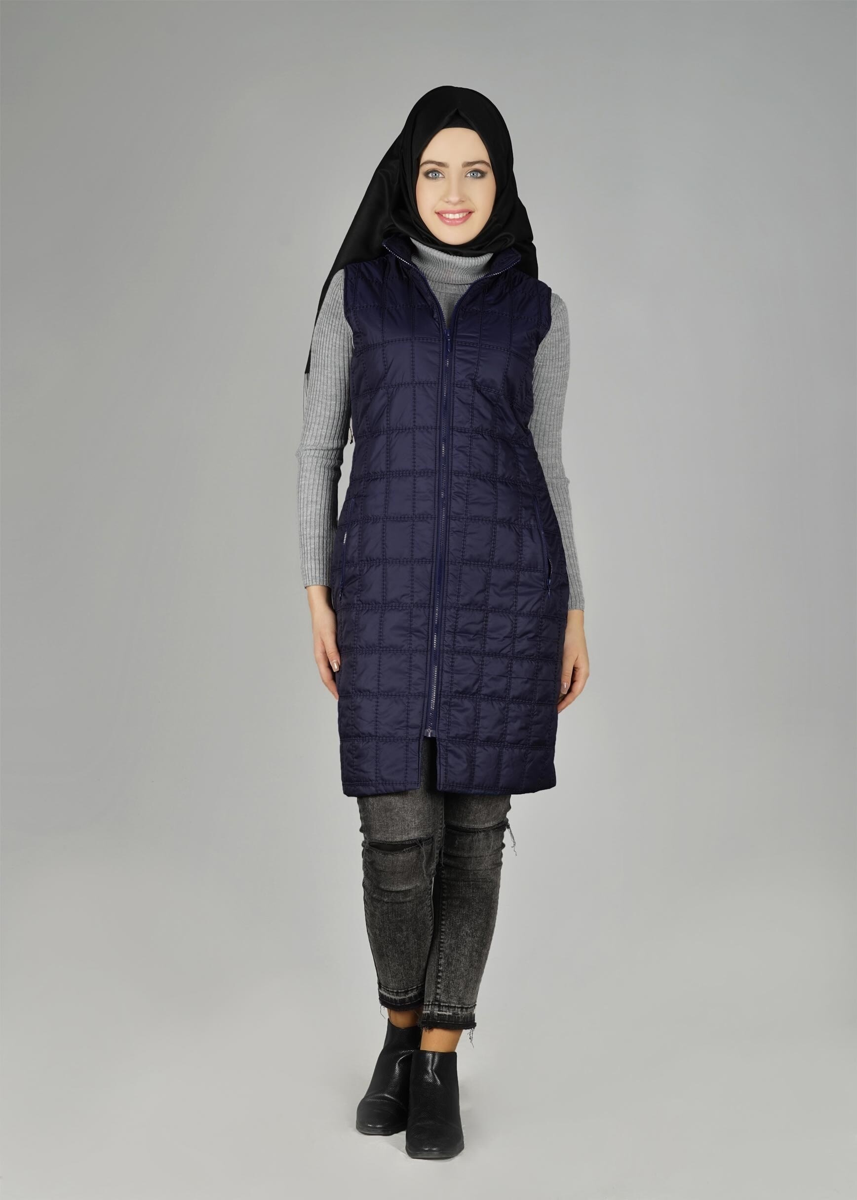 Tesettür giyim LACİVERT 9428 YELEK