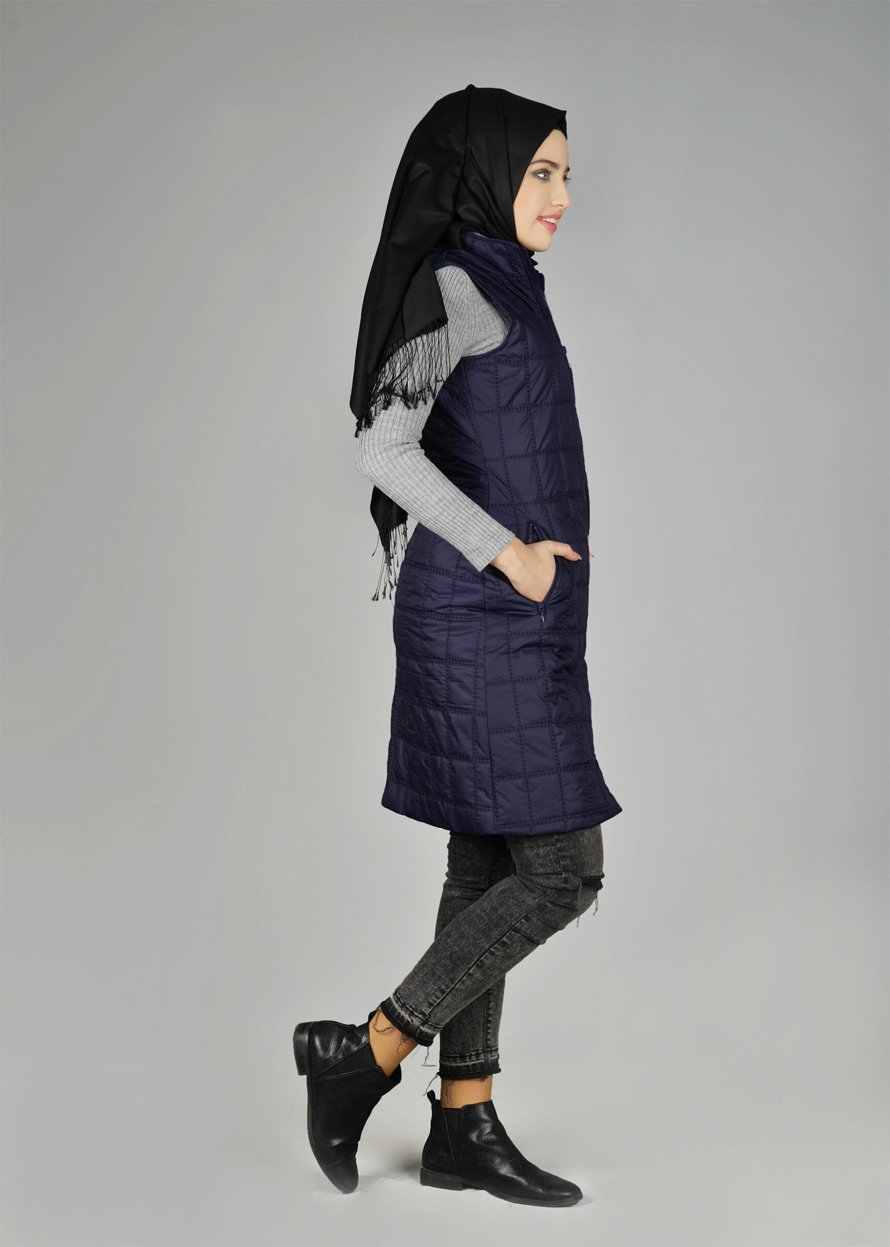 Tesettür giyim LACİVERT 9428 YELEK