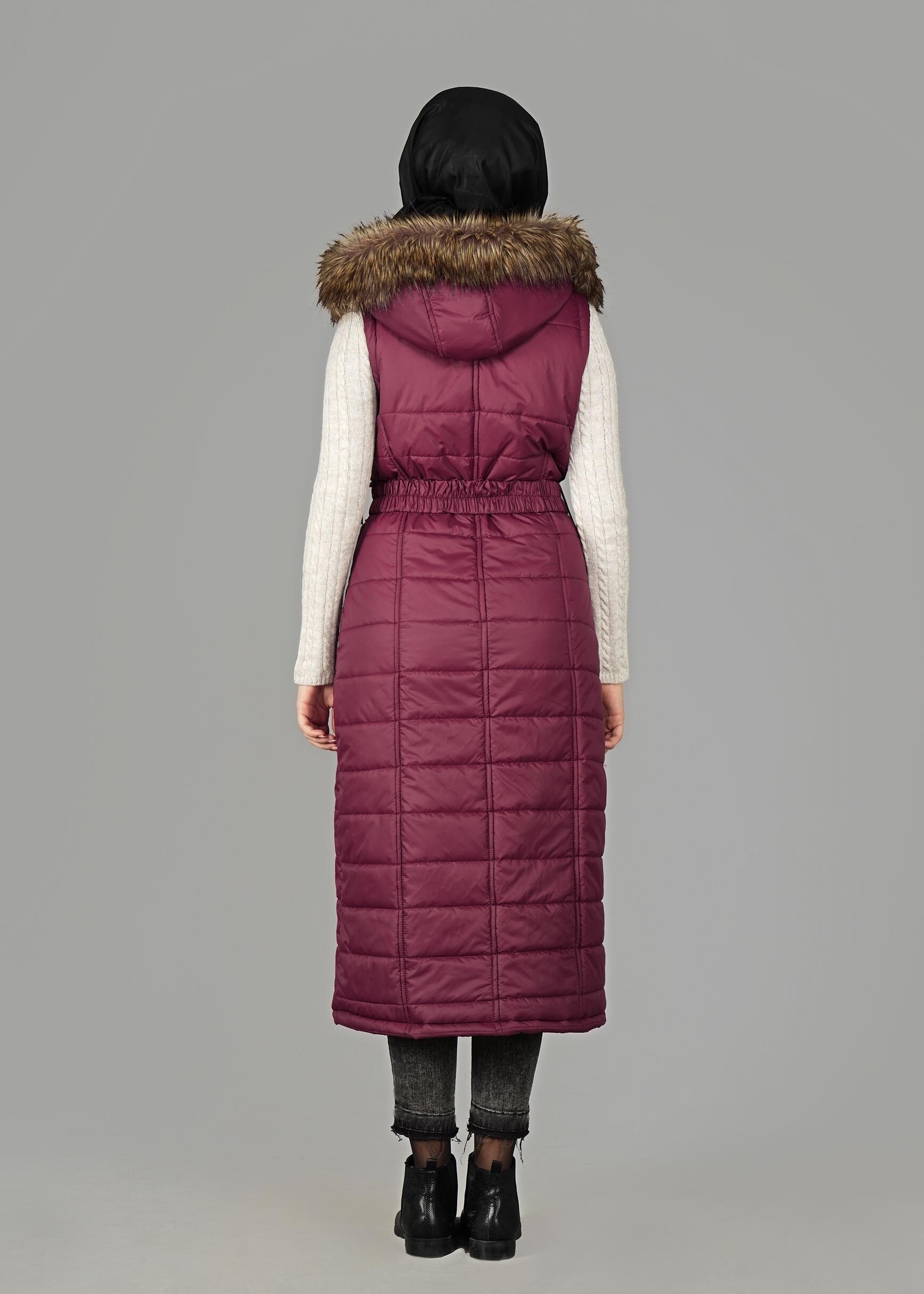 Tesettür giyim BORDO 9601 YELEK