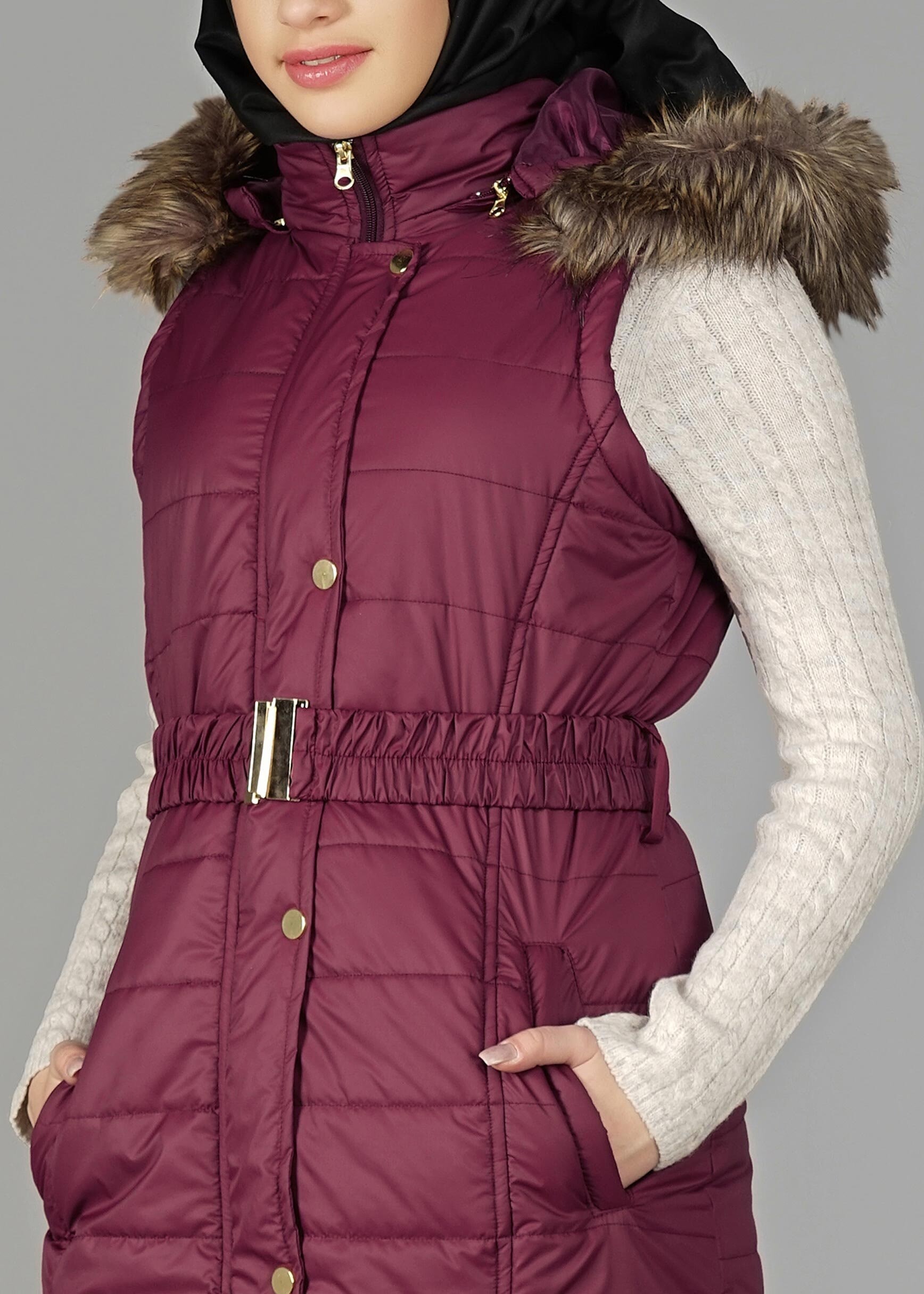 Tesettür giyim BORDO 9601 YELEK