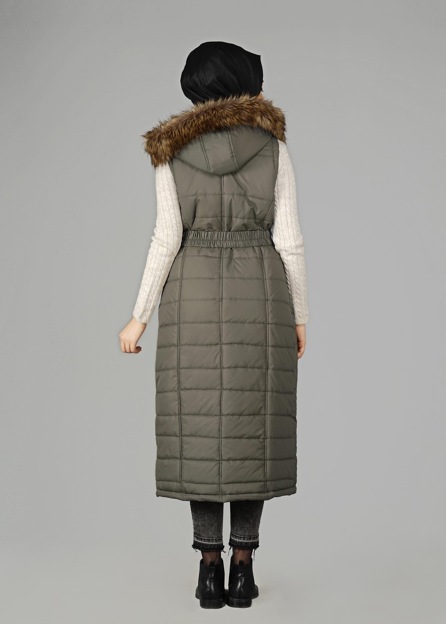 Tesettür giyim HAKİ 9601 YELEK