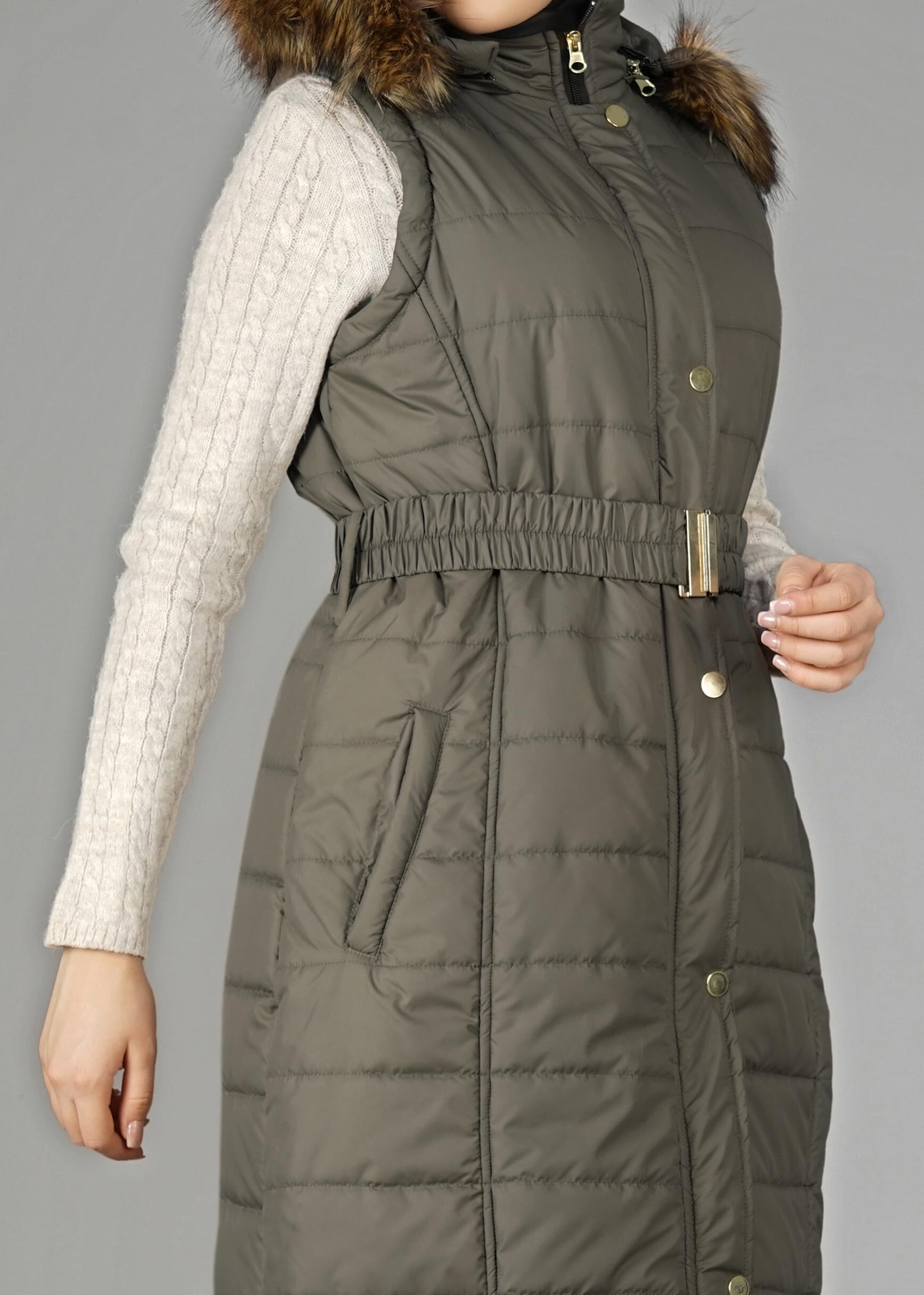 Tesettür giyim HAKİ 9601 YELEK