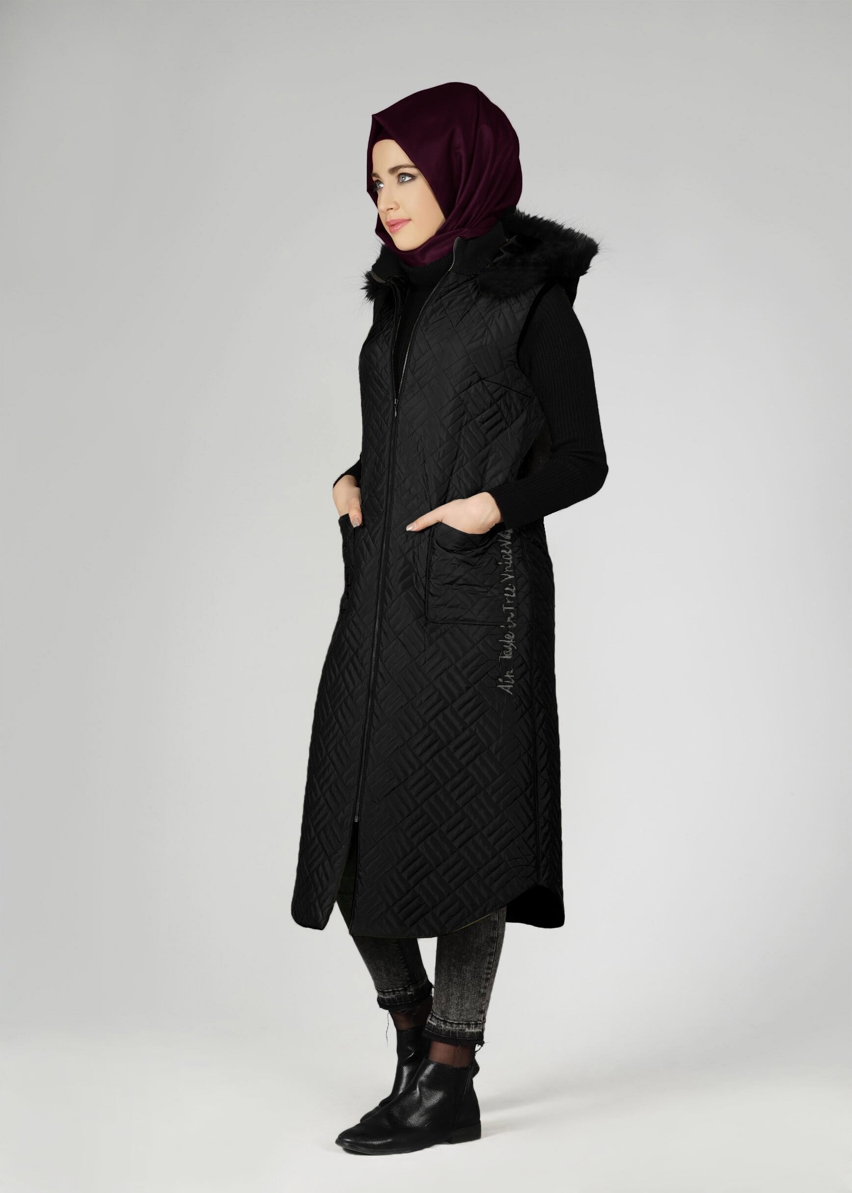 Tesettür giyim SİYAH 9614 YELEK
