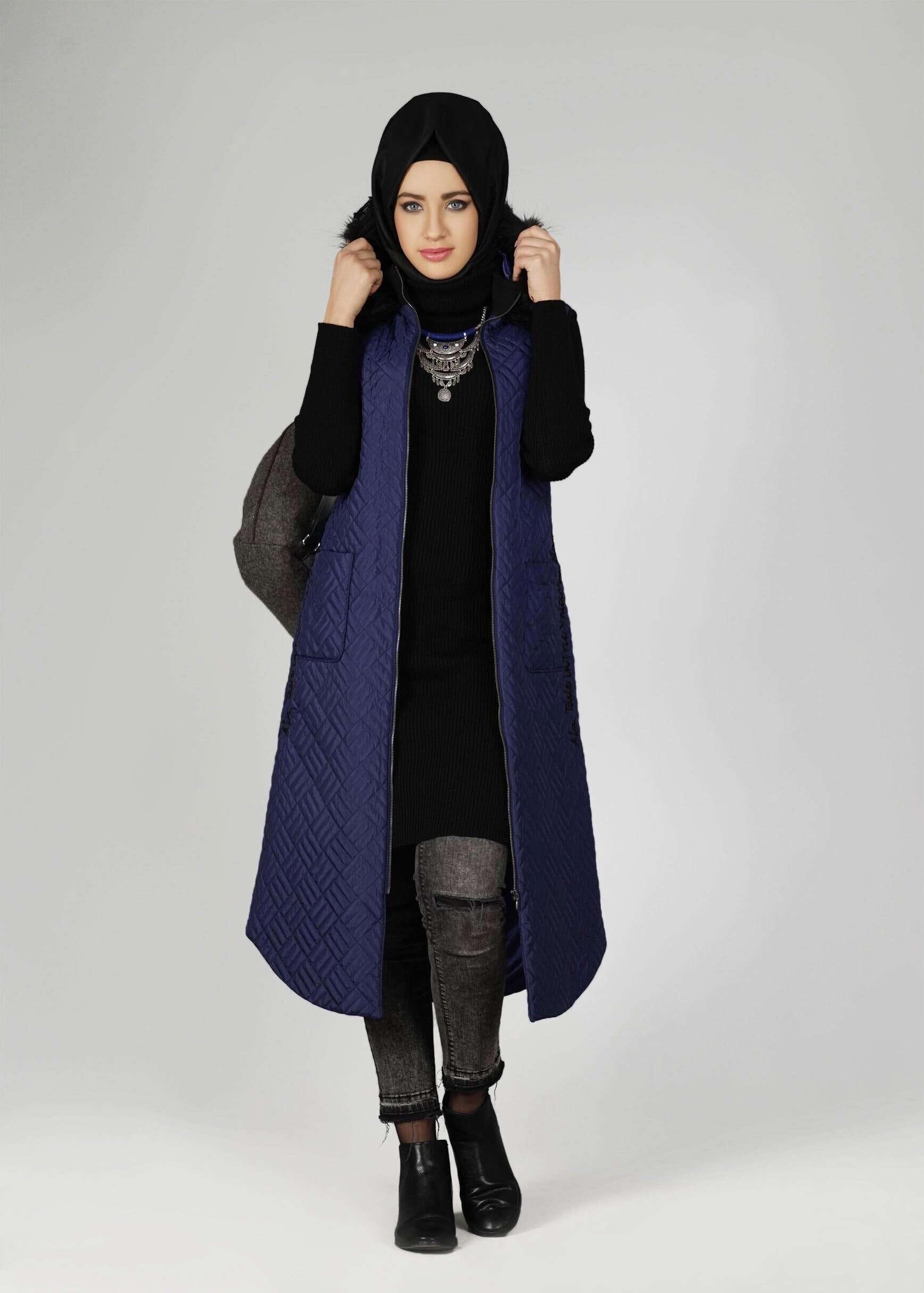 Tesettür giyim LACİVERT 9614 YELEK