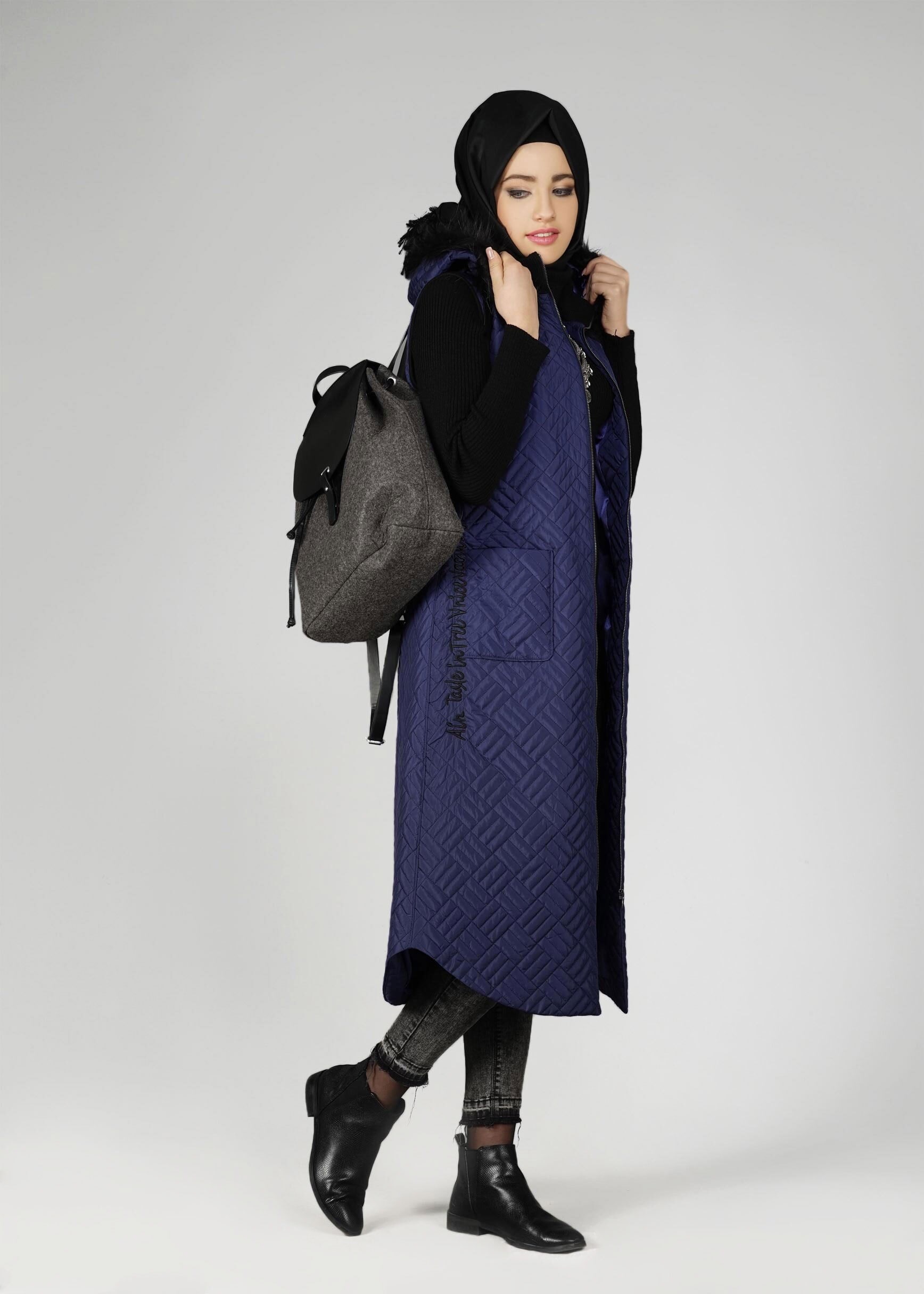 Tesettür giyim LACİVERT 9614 YELEK