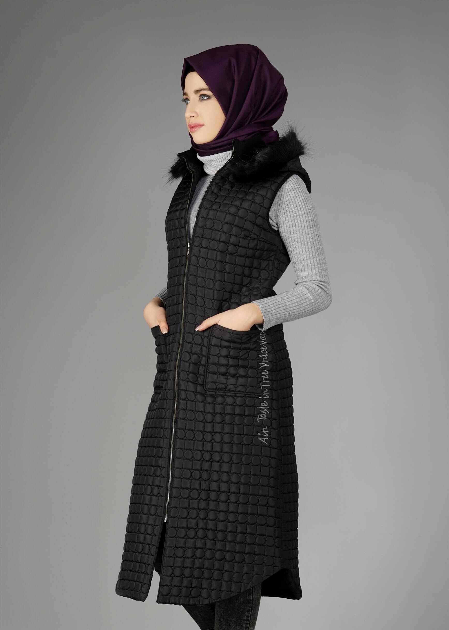Tesettür giyim SİYAH 9614-1 YELEK