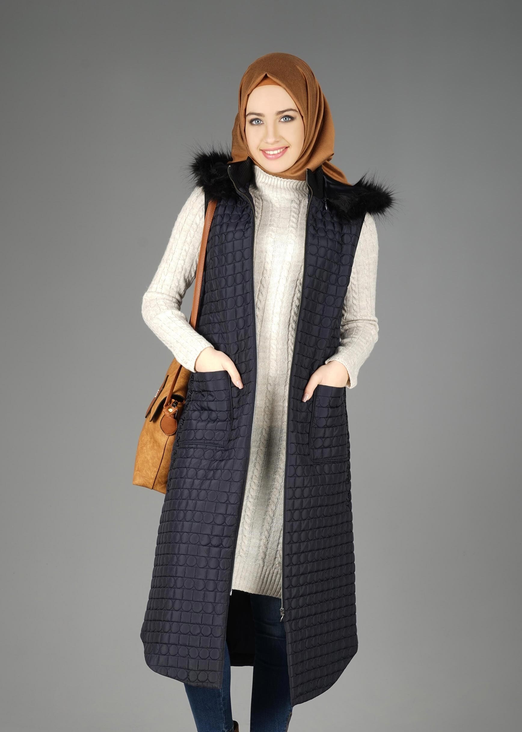 Tesettür giyim LACİVERT 9614-1 YELEK