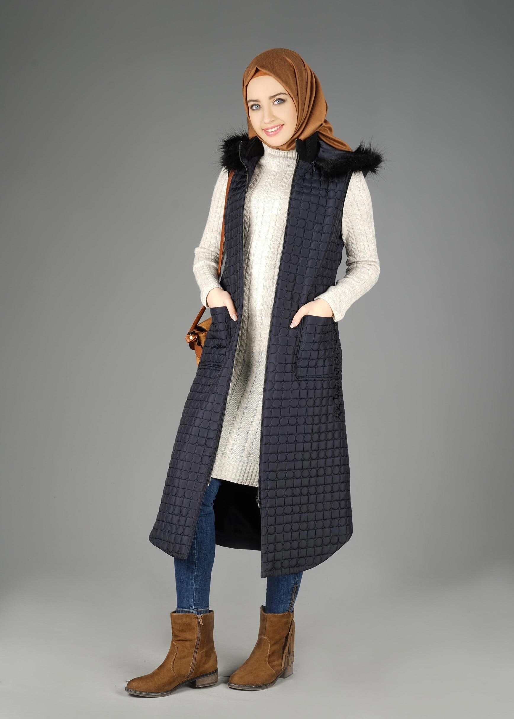 Tesettür giyim LACİVERT 9614-1 YELEK