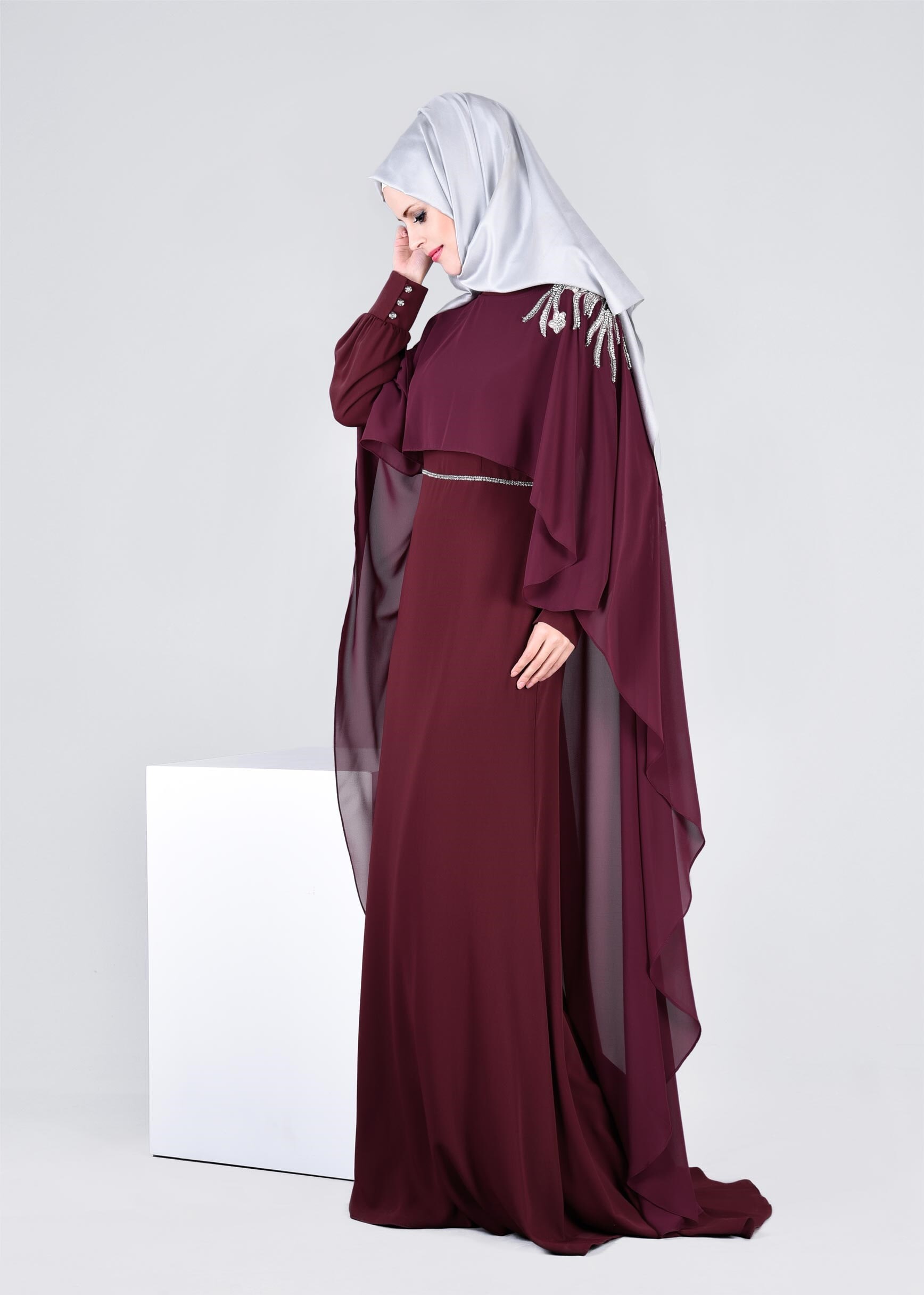 Tesettür giyim MÜRDÜM 5306 ASLI 5929 2&prime;Lİ ELBİSELİ ABİYE 38/42