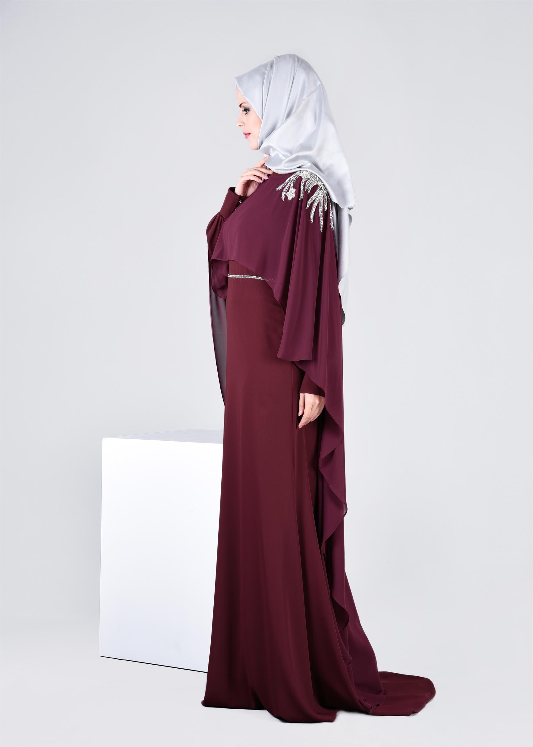 Tesettür giyim MÜRDÜM 5306 ASLI 5929 2&prime;Lİ ELBİSELİ ABİYE 38/42