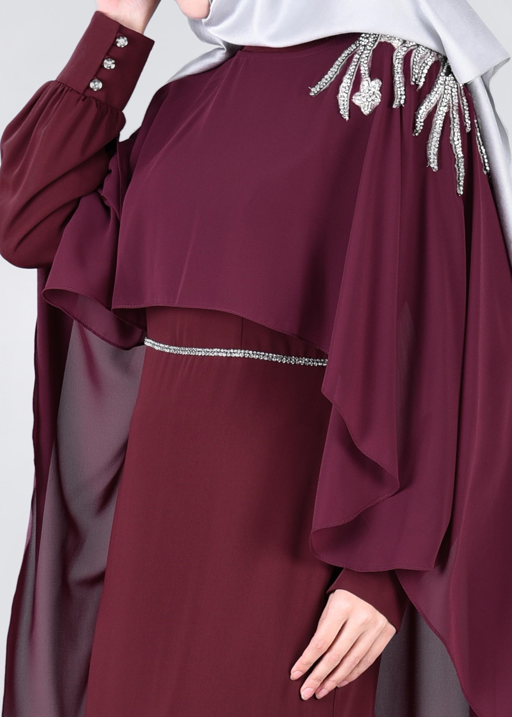 Tesettür giyim MÜRDÜM 5306 ASLI 5929 2&prime;Lİ ELBİSELİ ABİYE 38/42