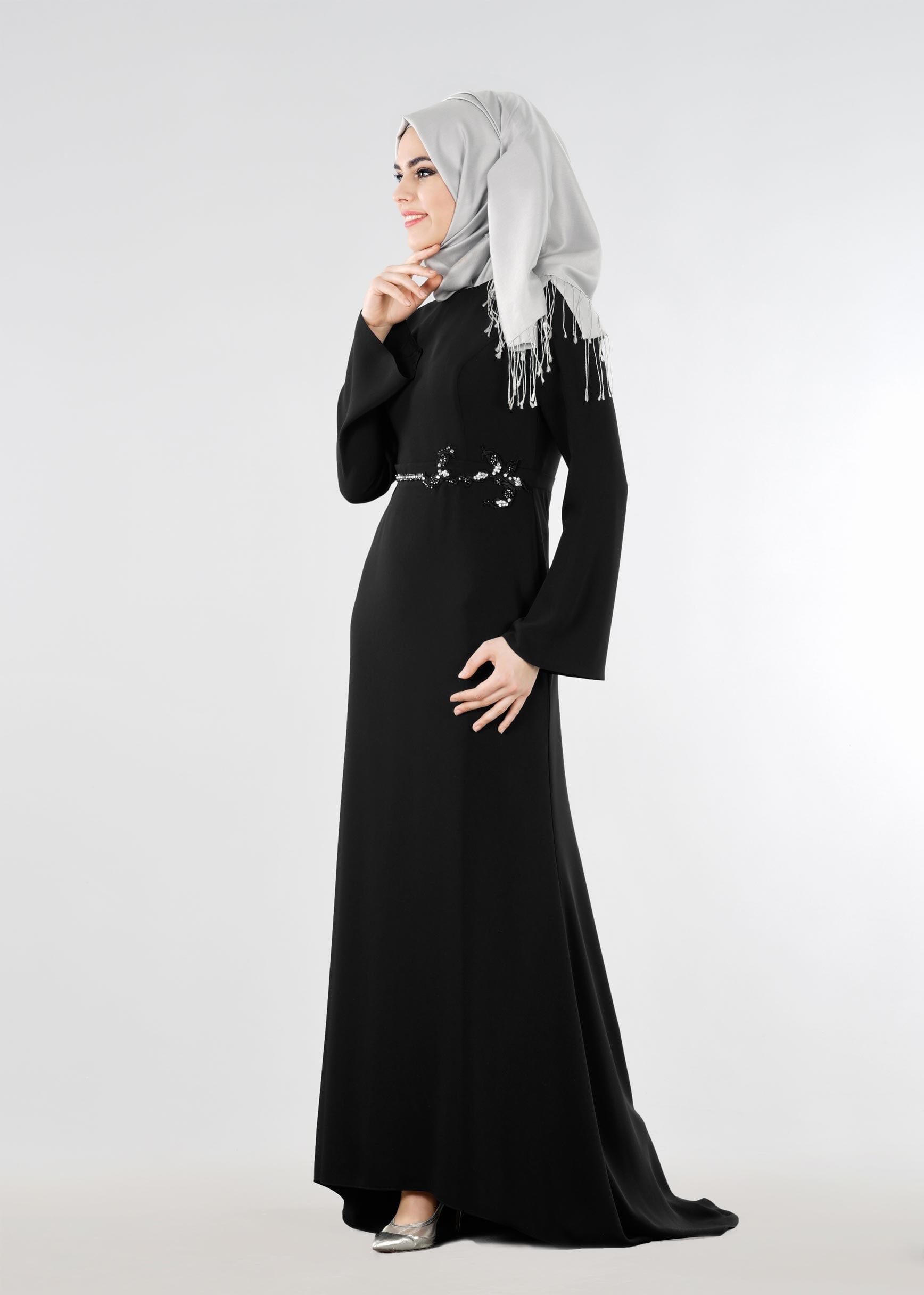 Tesettür giyim SİYAH 5308 ADRİNA 55587 TESETTÜR ABİYE 38/44 TEK38
