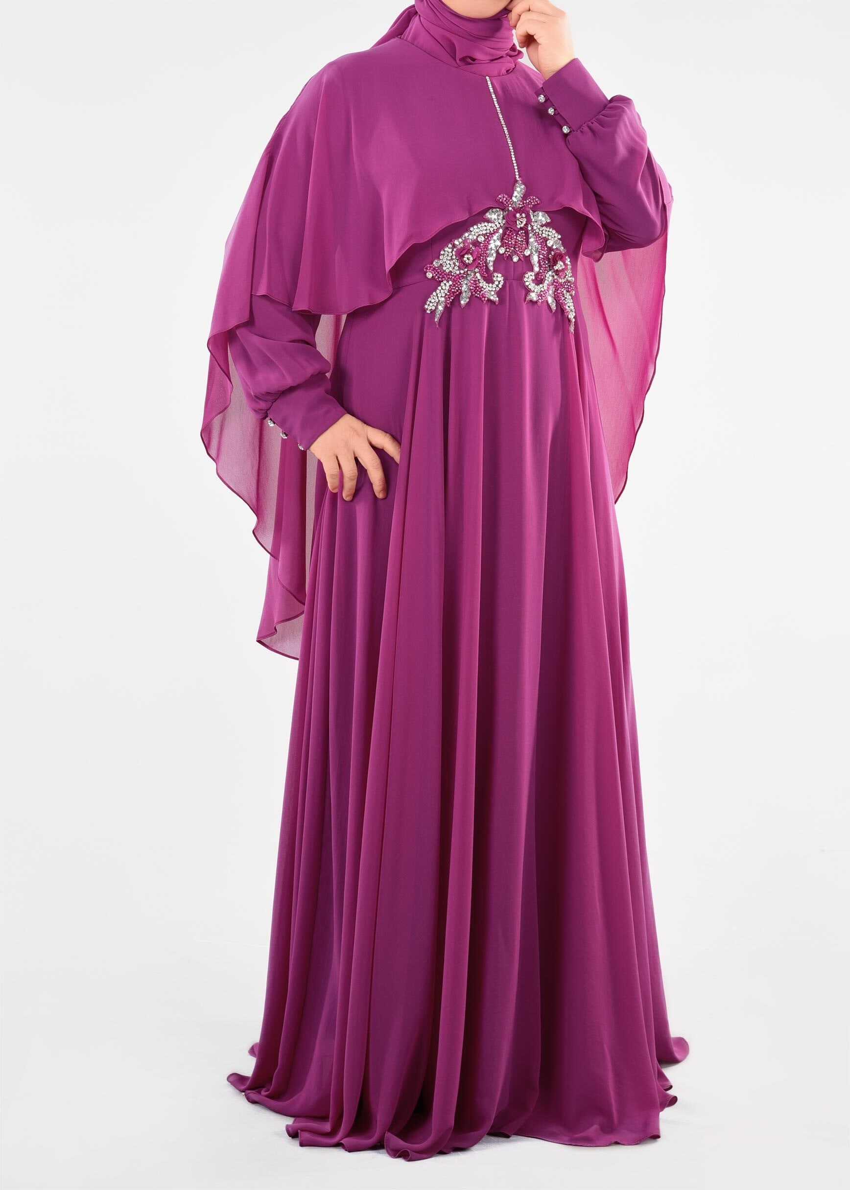 Tesettür giyim MOR 5310 NEW MULTİ ŞİFON ABİYE 44/6