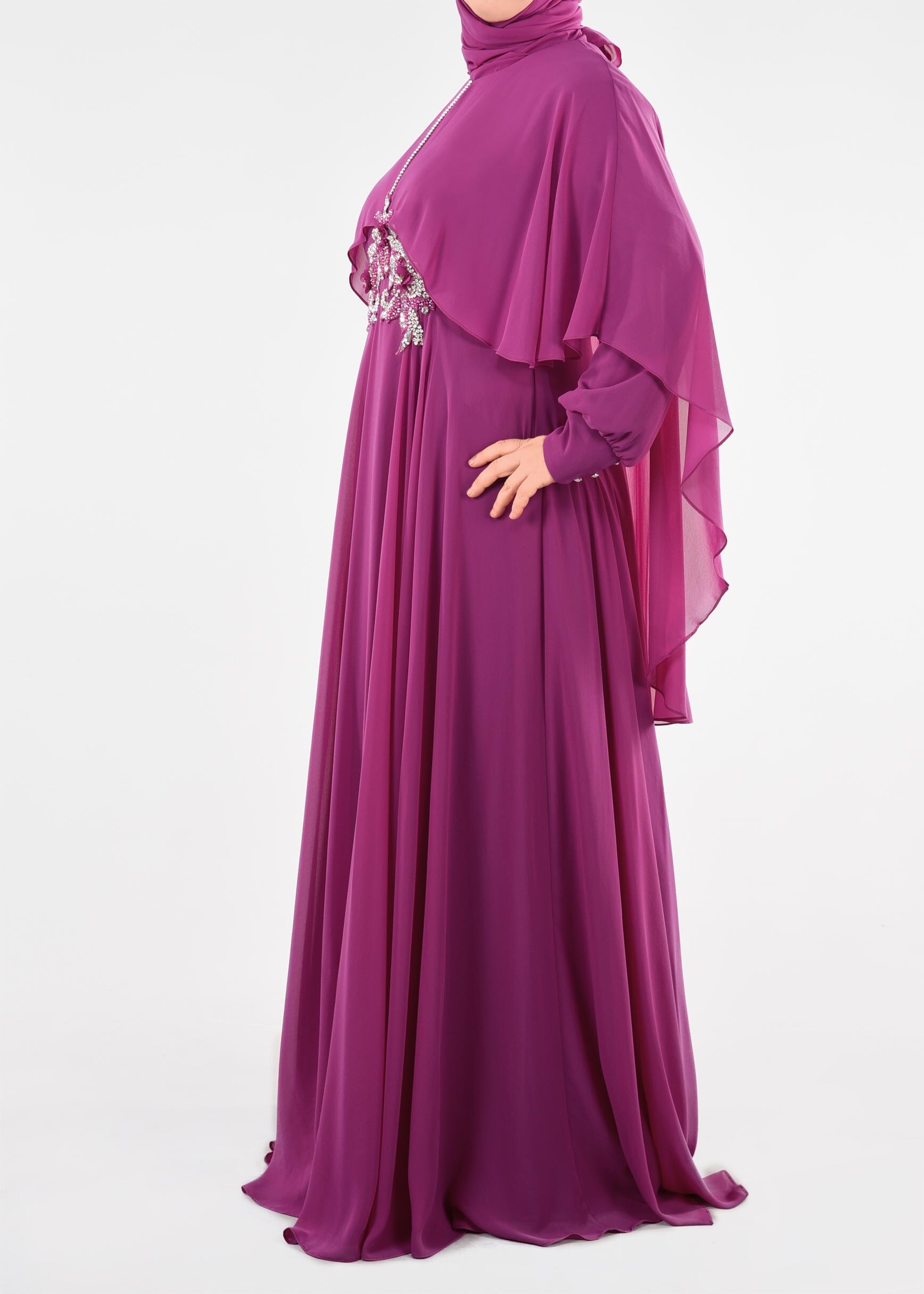 Tesettür giyim MOR 5310 NEW MULTİ ŞİFON ABİYE 44/6