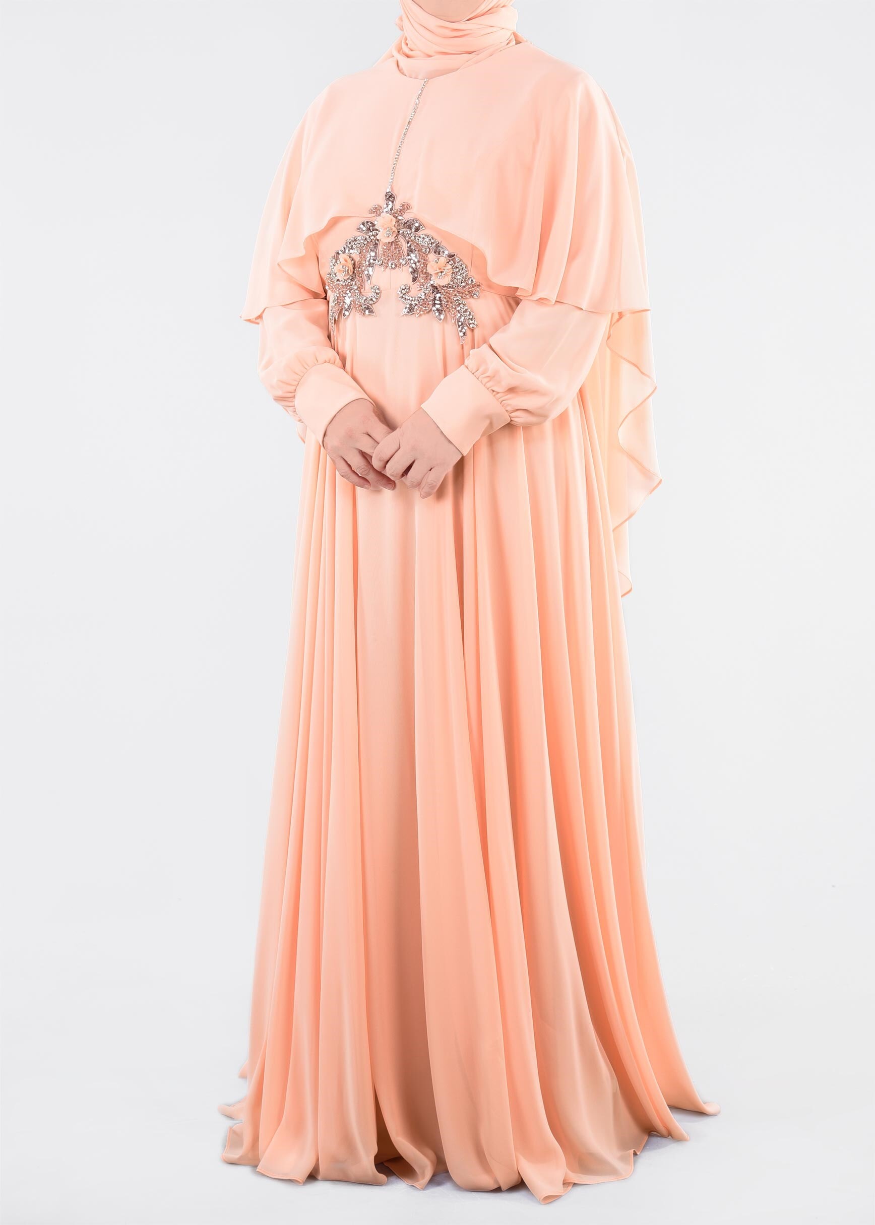 Tesettür giyim PUDRA 5310 NEW MULTİ ŞİFON ABİYE 44/6