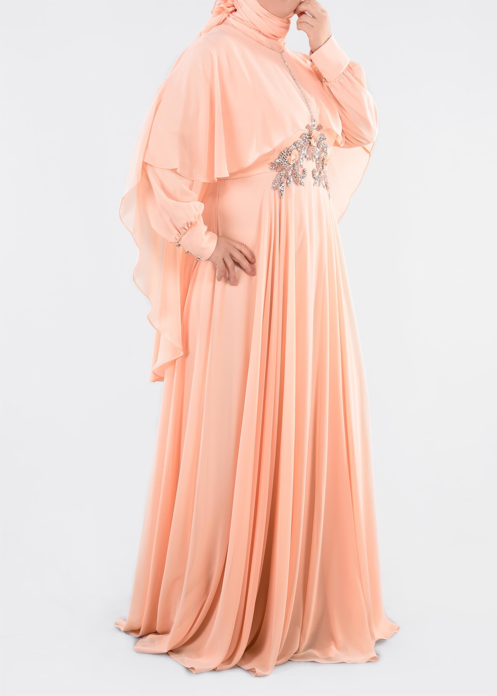 Tesettür giyim PUDRA 5310 NEW MULTİ ŞİFON ABİYE 44/6