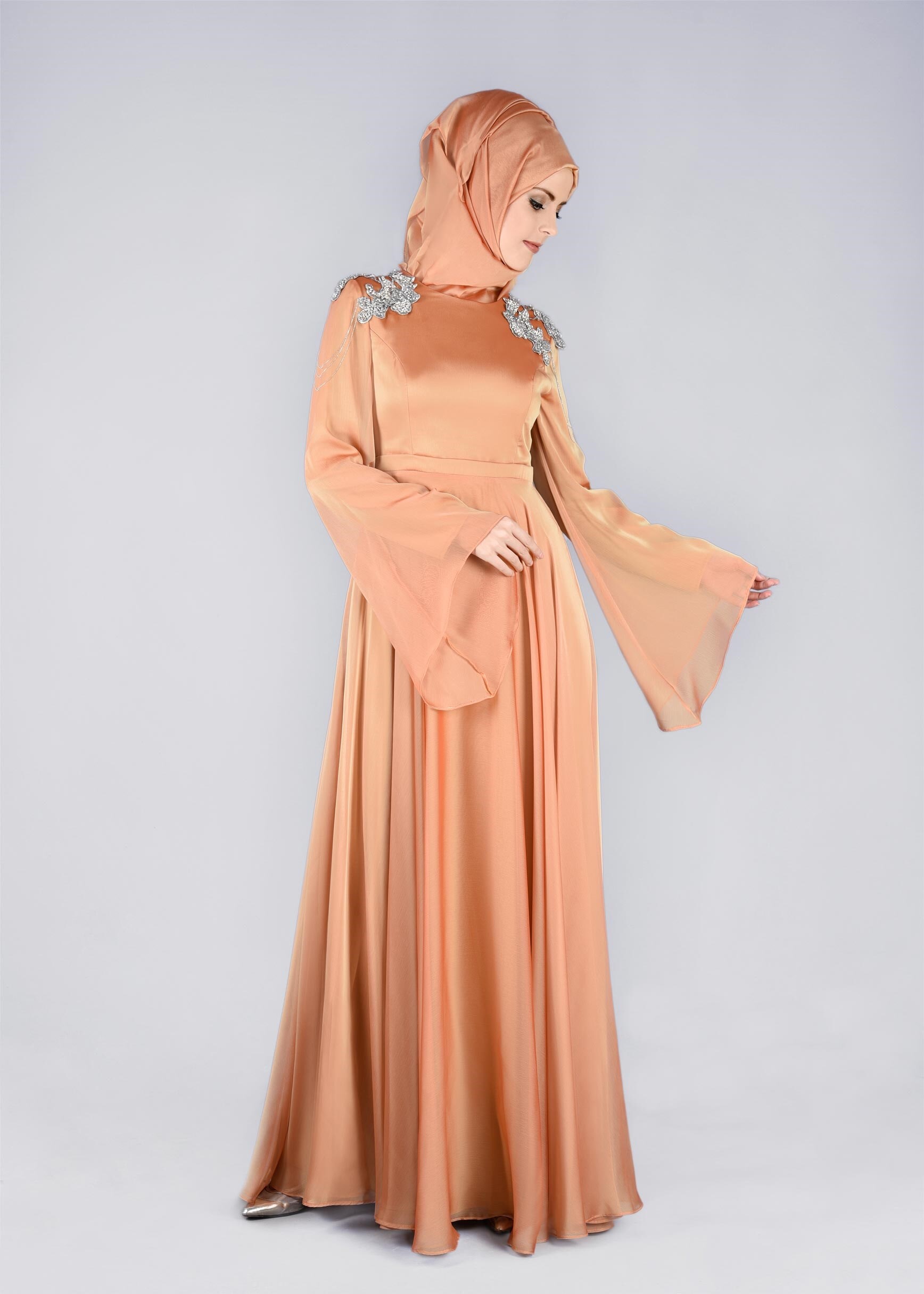 Tesettür giyim BEJ 5317 FRANSIZ ŞİFON ABİYE 38/44 TEK40