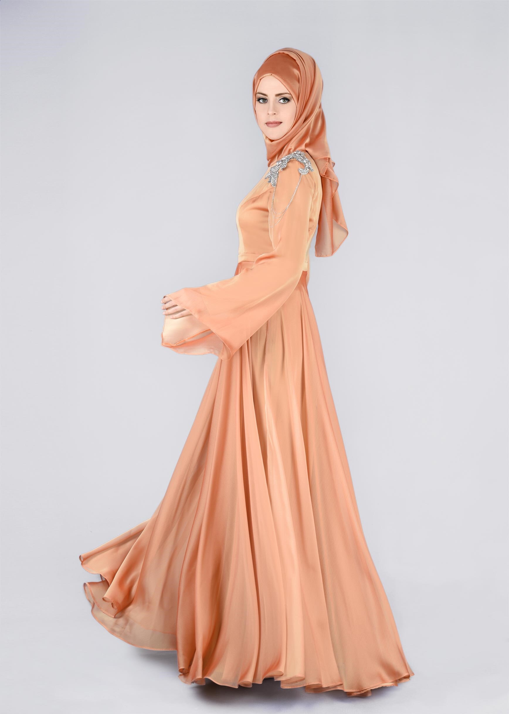 Tesettür giyim BEJ 5317 FRANSIZ ŞİFON ABİYE 38/44 TEK40