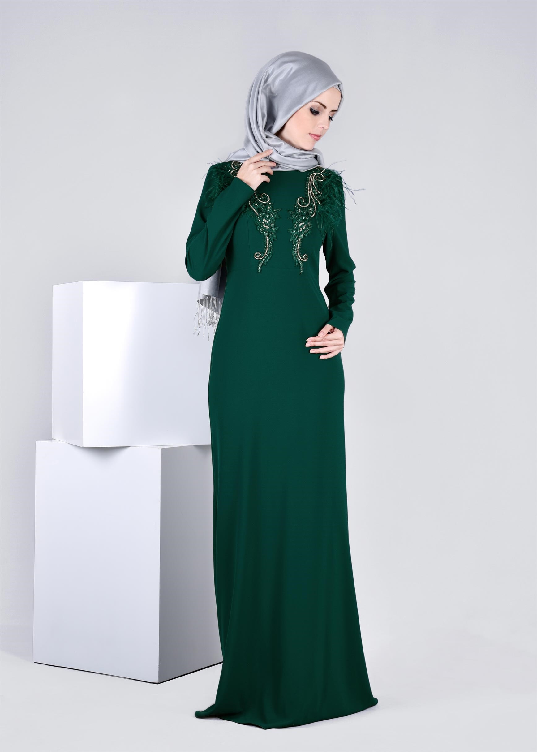 Tesettür giyim YEŞİL 5319 CAMİLA 6385 ABİYE 38/42 TEK38