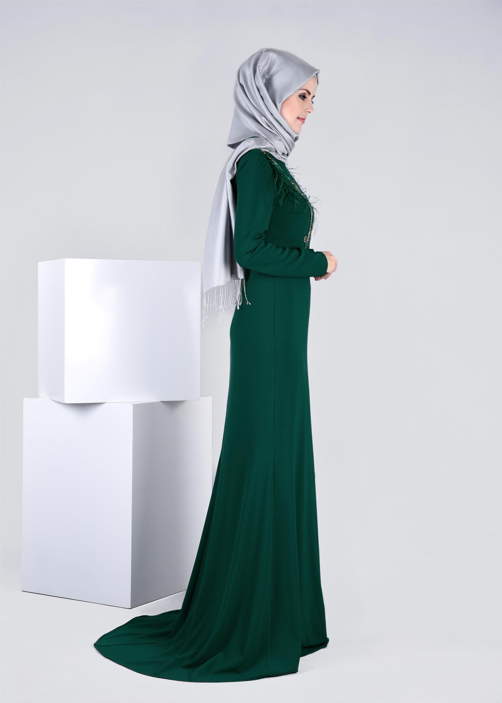 Tesettür giyim YEŞİL 5319 CAMİLA 6385 ABİYE 38/42 TEK38